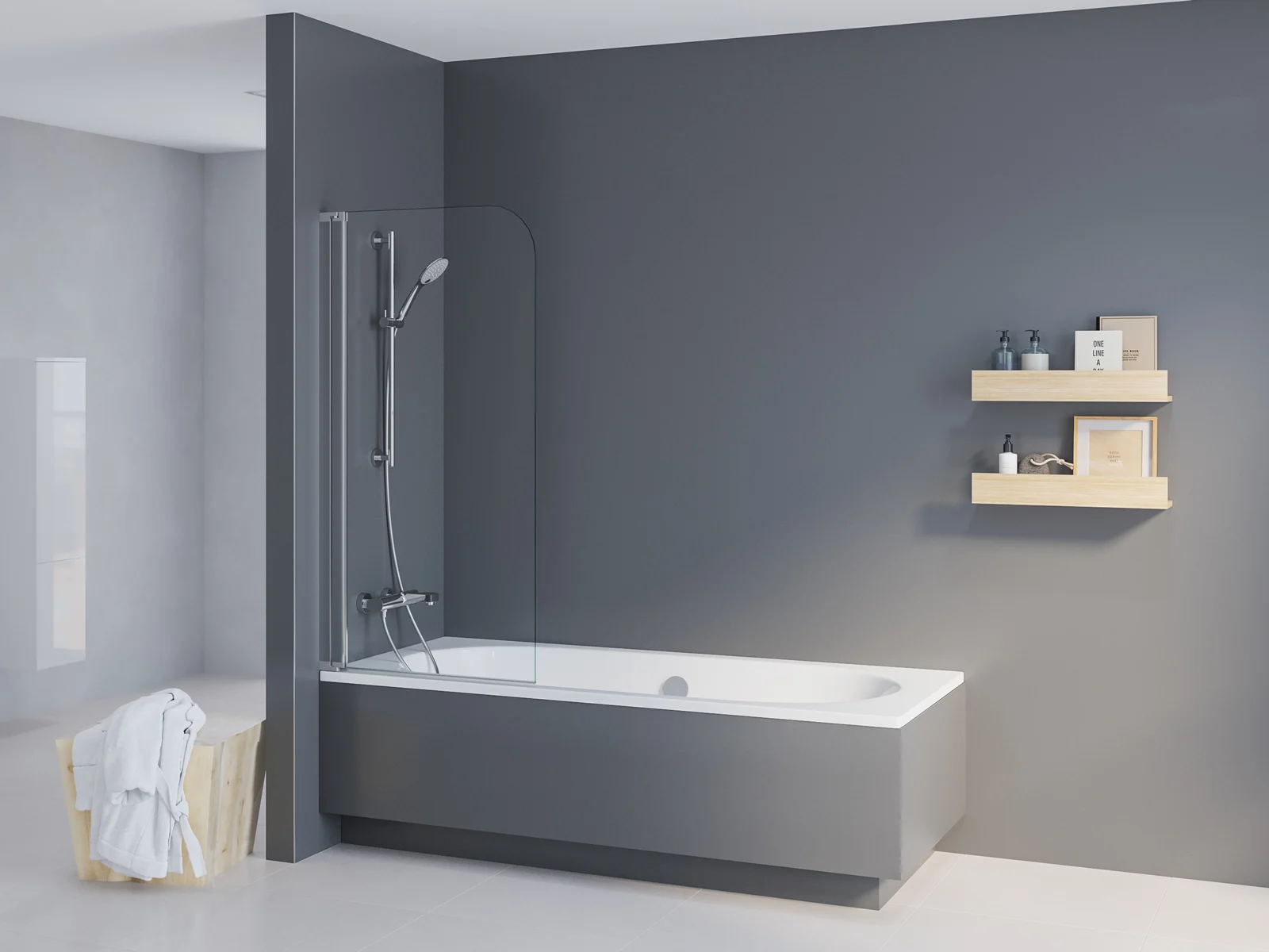 Kronenbach Tube Badewannenaufsatz 1-teilig, 80 x 140 cm, Anschlag links Bild 5