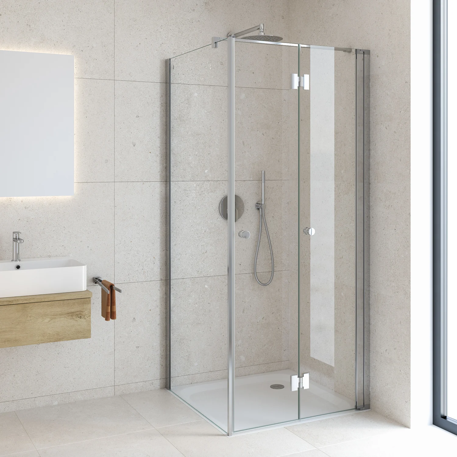 Kronenbach Tube Falttür für Trennwand, 80 x 200 cm, Anschlag rechts