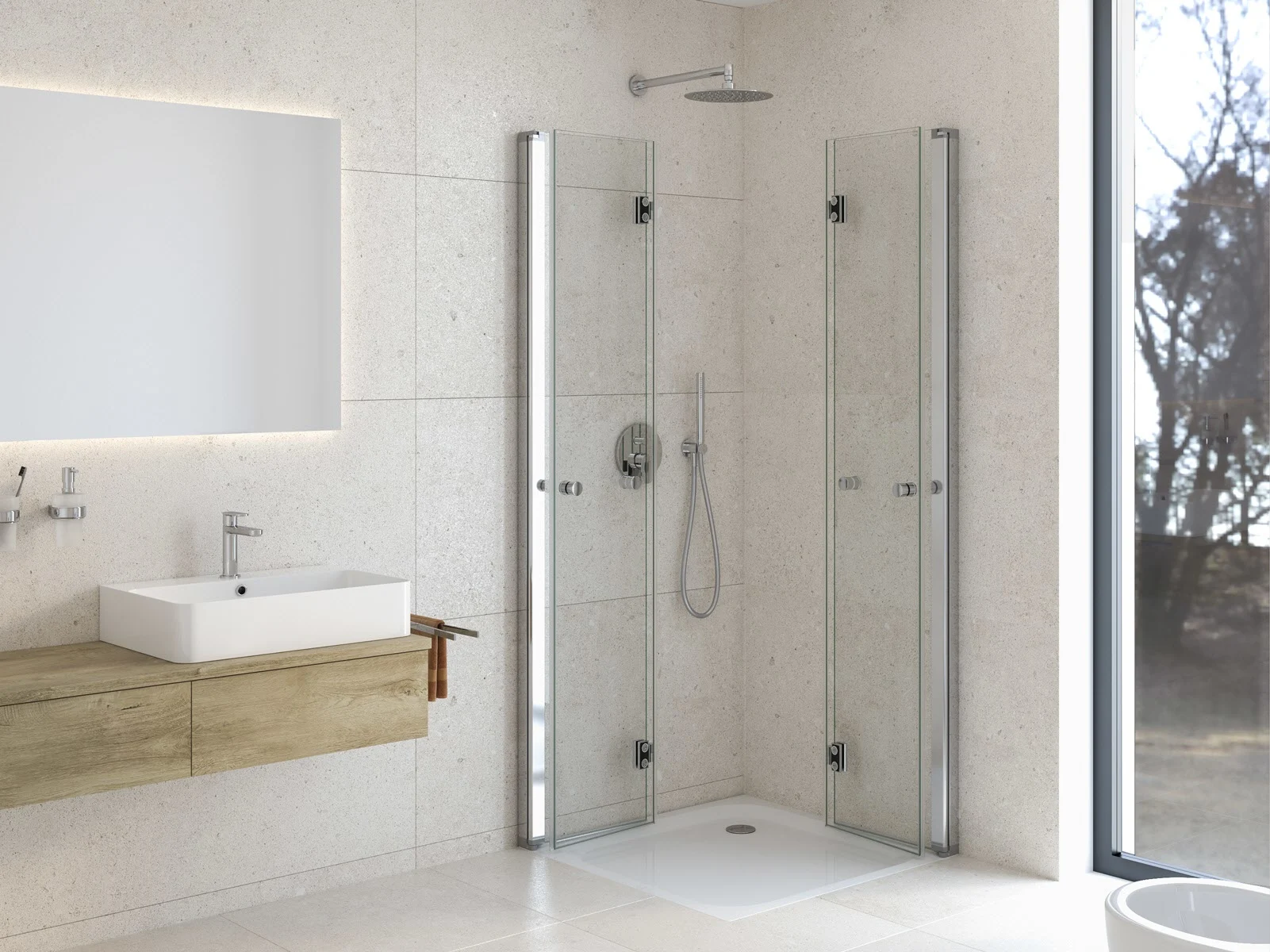 Kronenbach Tube Falteckdusche, 90 x 200 cm, Schenkel links Bild 3