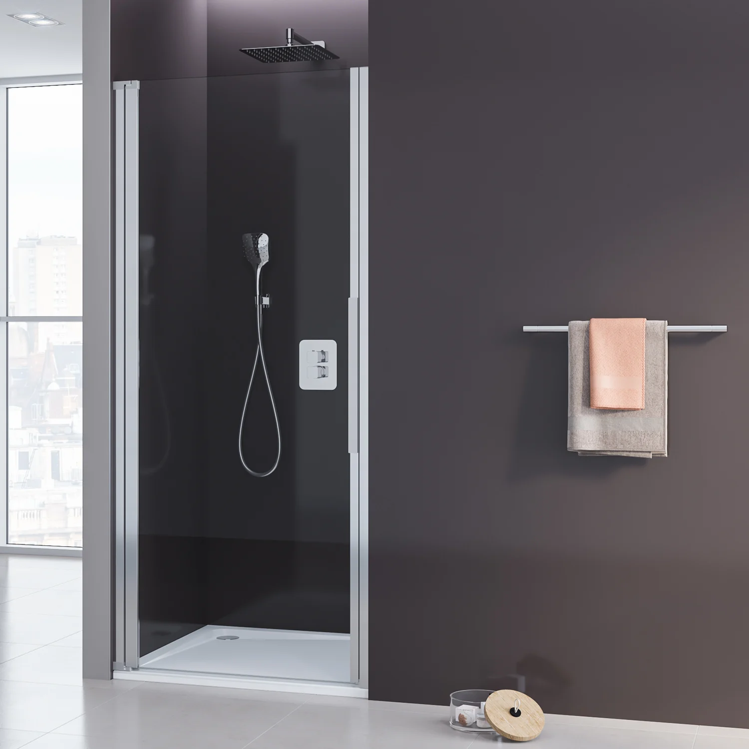 Kronenbach Tube Pendeltür für Nische, Sondermaß bis 103 cm, Anschlag links