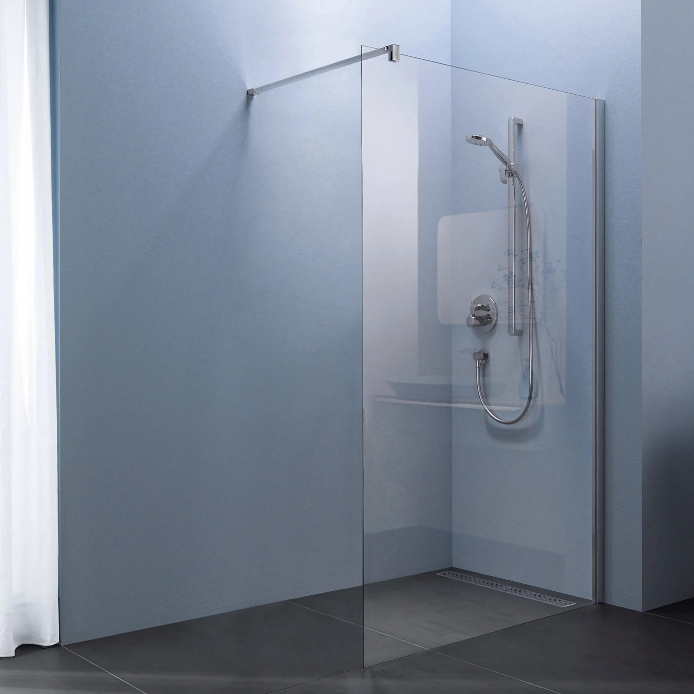 Kronenbach Tube Walk-In Trennwand, 90 x 200 cm