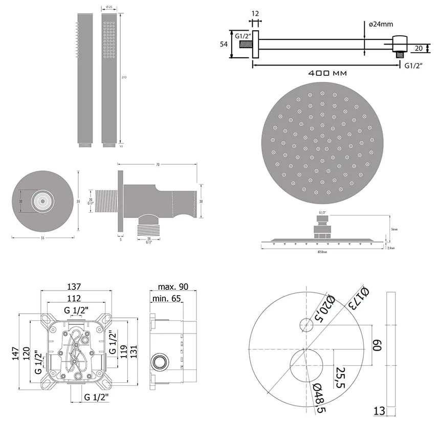 Kronenbach AQA 2.0 Duschsystem Unterputz, Einhebelmischer mit Umsteller, rund Bild 4