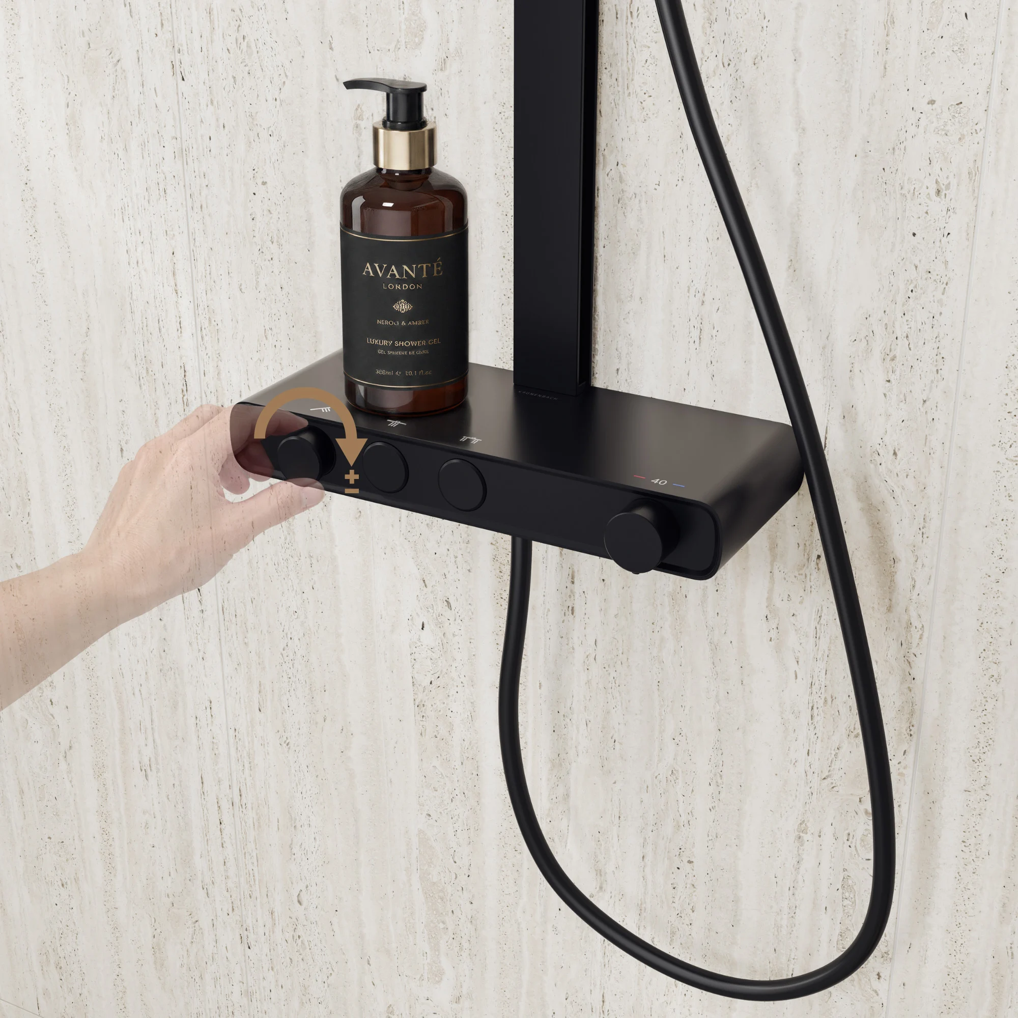 Kronenbach Aquivara Thermostat-Duschsystem Aufputz mit Ablage und 2-Funktions Kopfbrause Ø 31 cm Bild 5