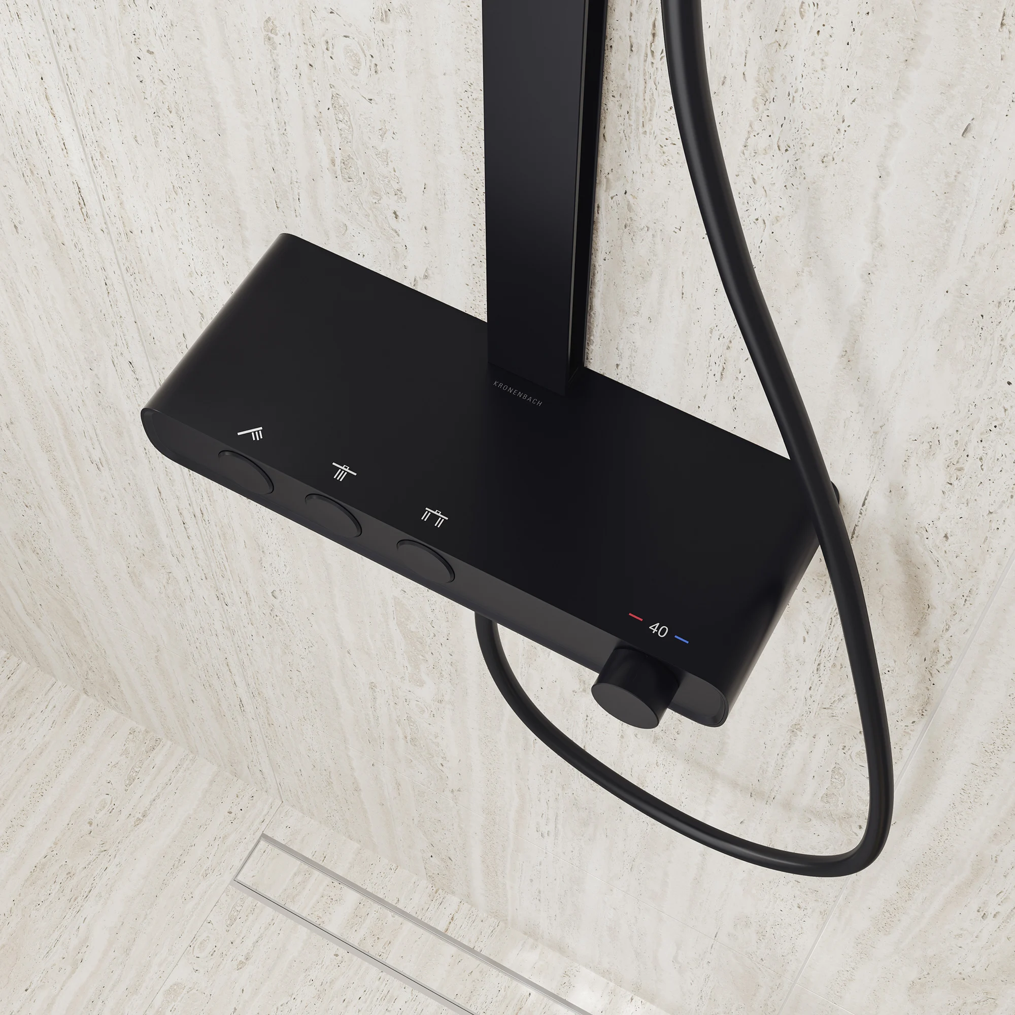 Kronenbach Aquivara Thermostat-Duschsystem Aufputz mit Ablage und 2-Funktions Kopfbrause Ø 31 cm Bild 10