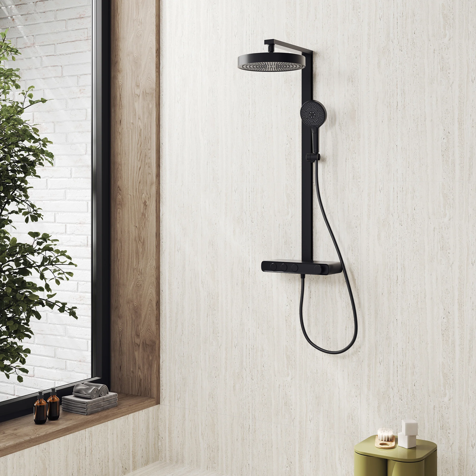 Kronenbach Aquivara Thermostat-Duschsystem Aufputz mit Ablage und 2-Funktions Kopfbrause Ø 31 cm Bild 12