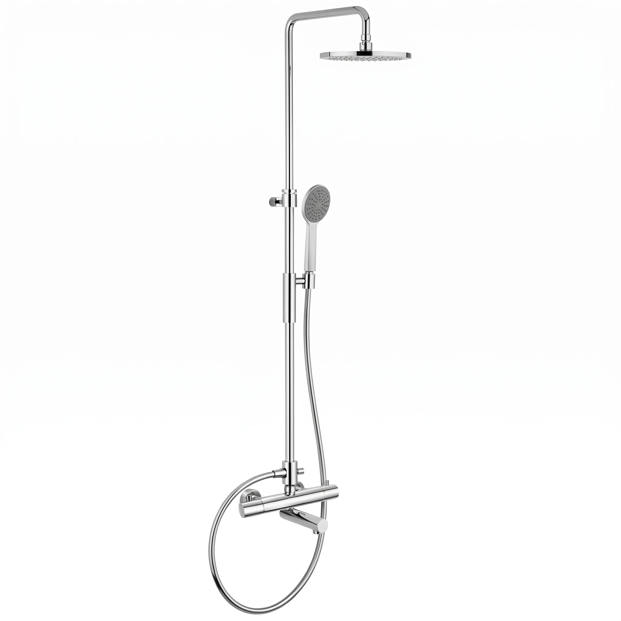 Kronenbach Duschsystem Aufputz mit Wannenthermostat und Kopfbrause Ø 22,5 cm, rund
