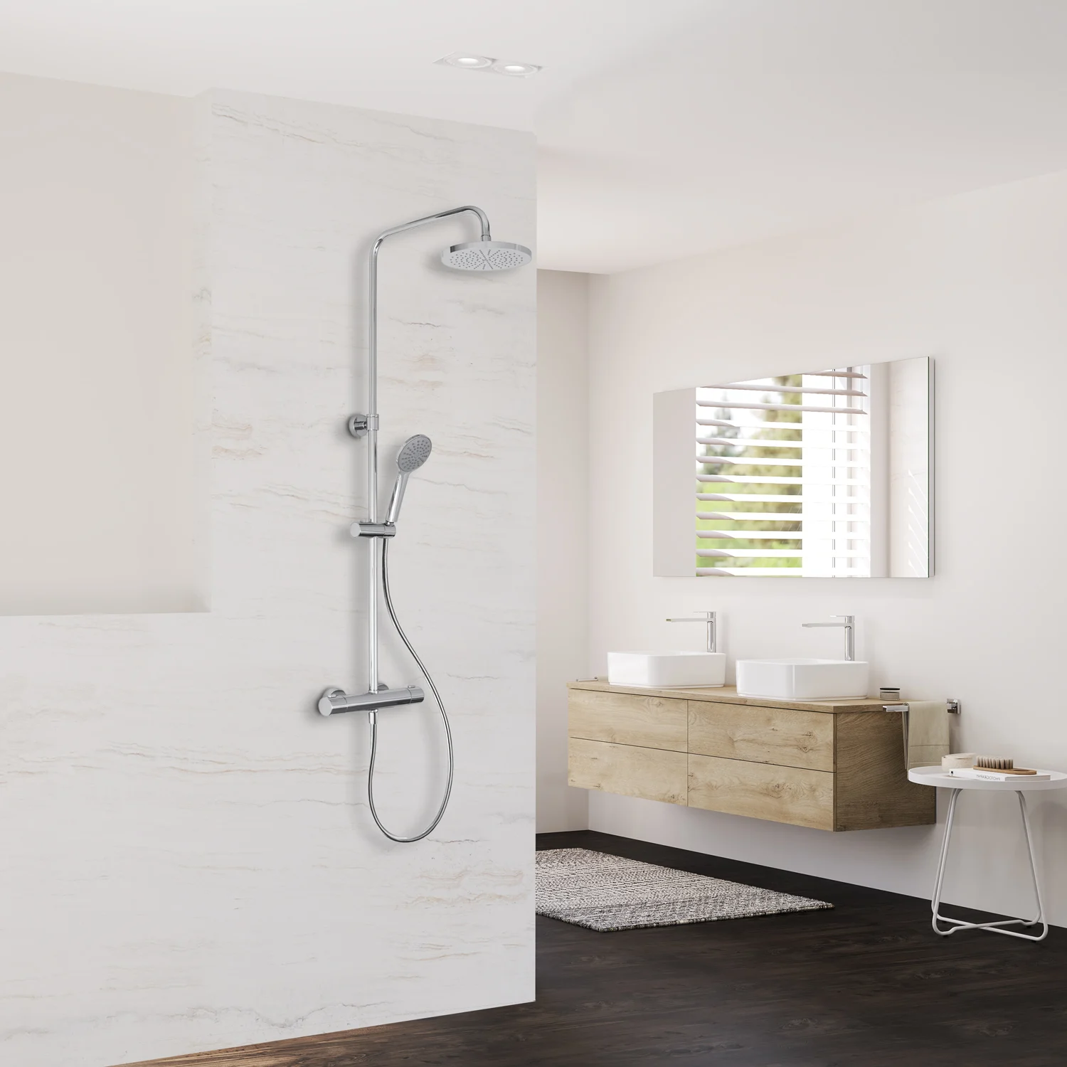 Kronenbach Aufputz-Duschsystem rund mit Thermostat und Kopfbrause Ø 20cm Bild 3