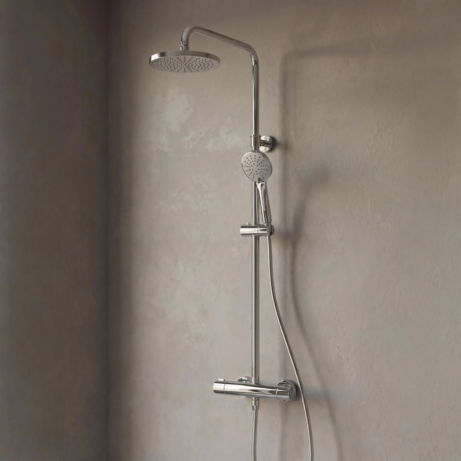 Kronenbach Aufputz-Duschsystem rund mit Thermostat und Kopfbrause Ø 20cm