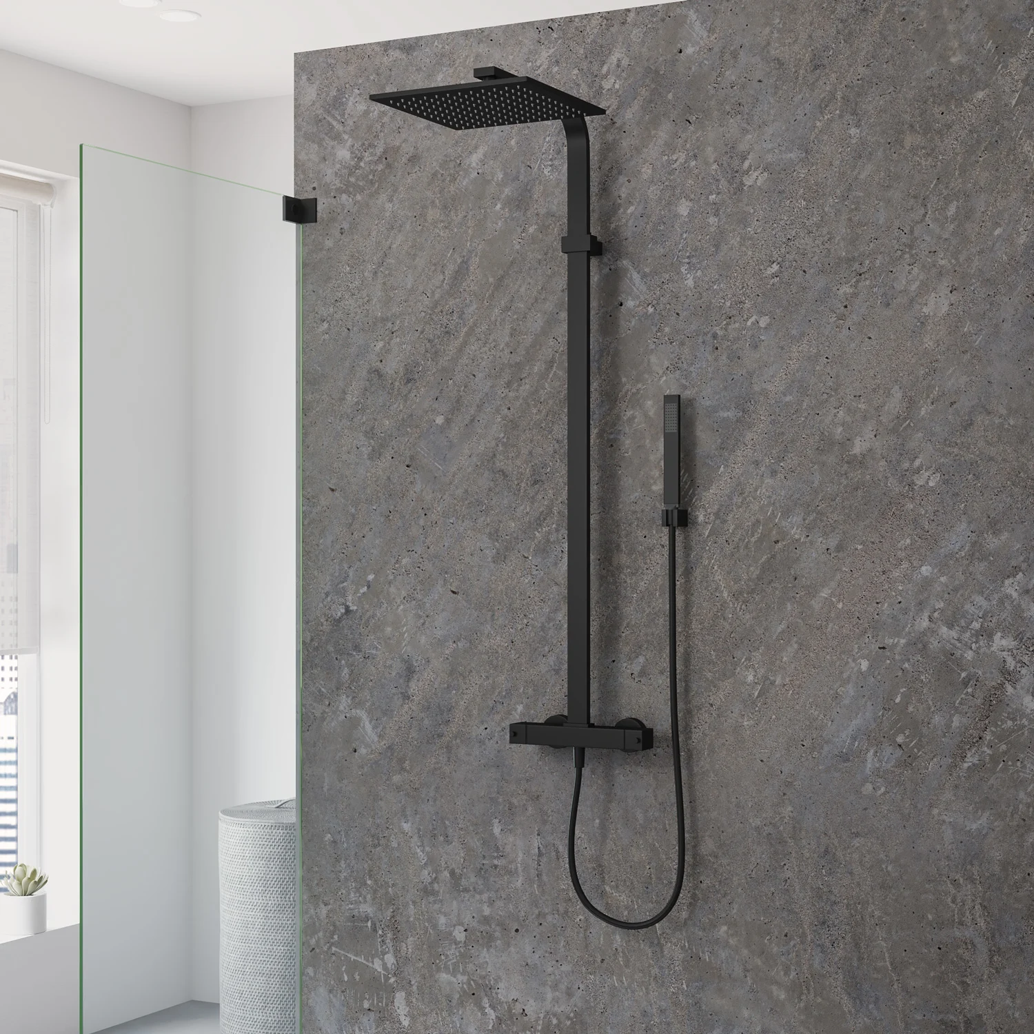 Kronenbach Duschsystem Aufputz mit Thermostat, eckig