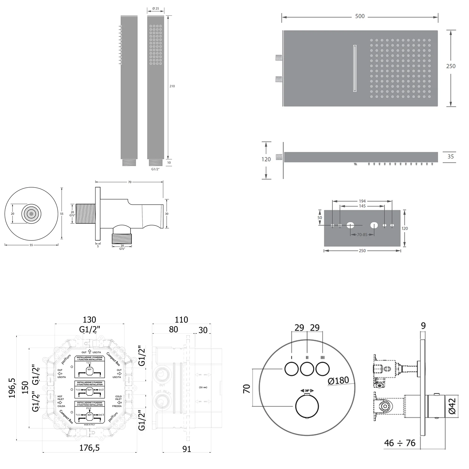 Kronenbach Smart Push Thermostat Duschsystem Unterputz für 3 Verbraucher, rund Bild 5
