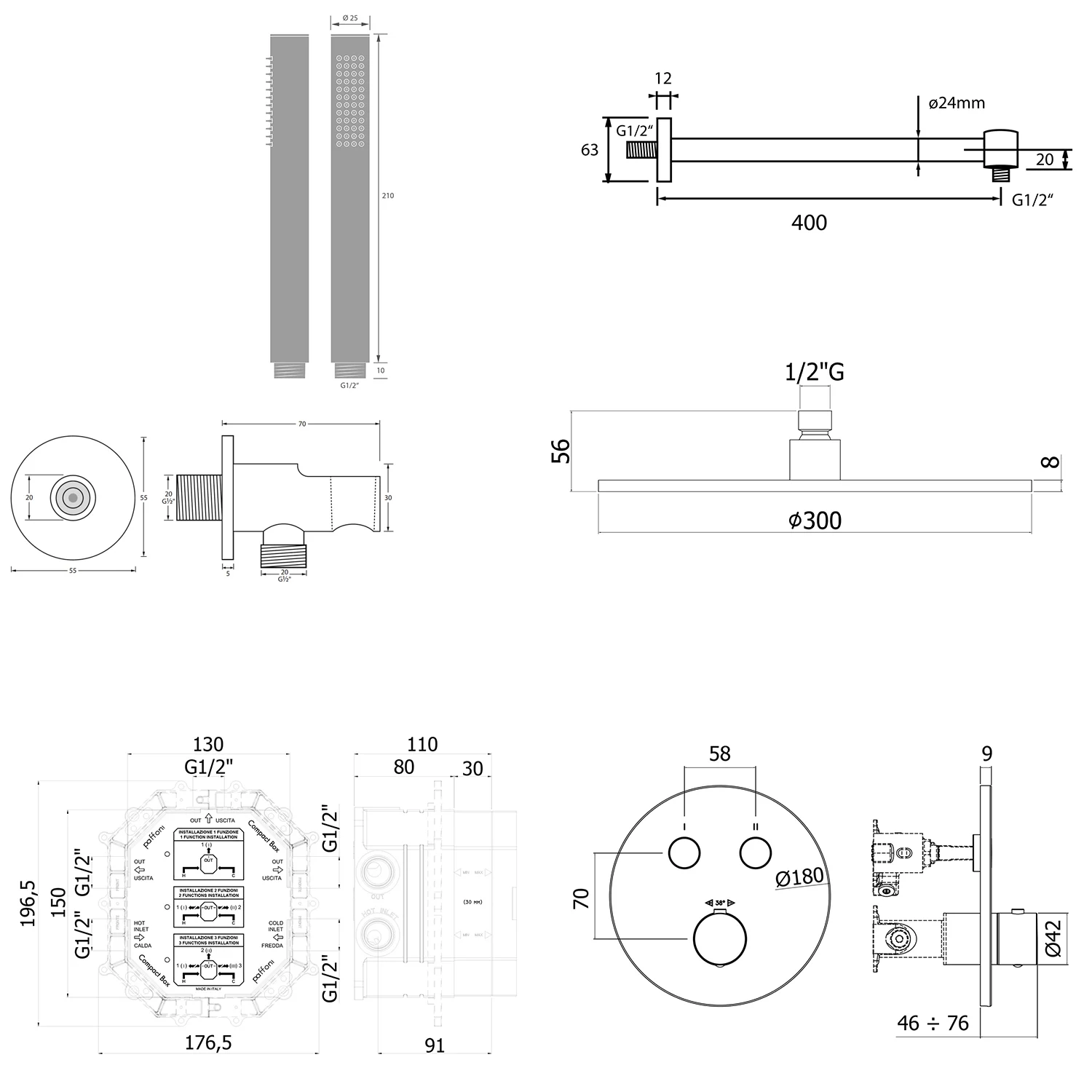 Kronenbach Smart Push Thermostat Duschsystem Unterputz für 2 Verbraucher, rund Bild 5