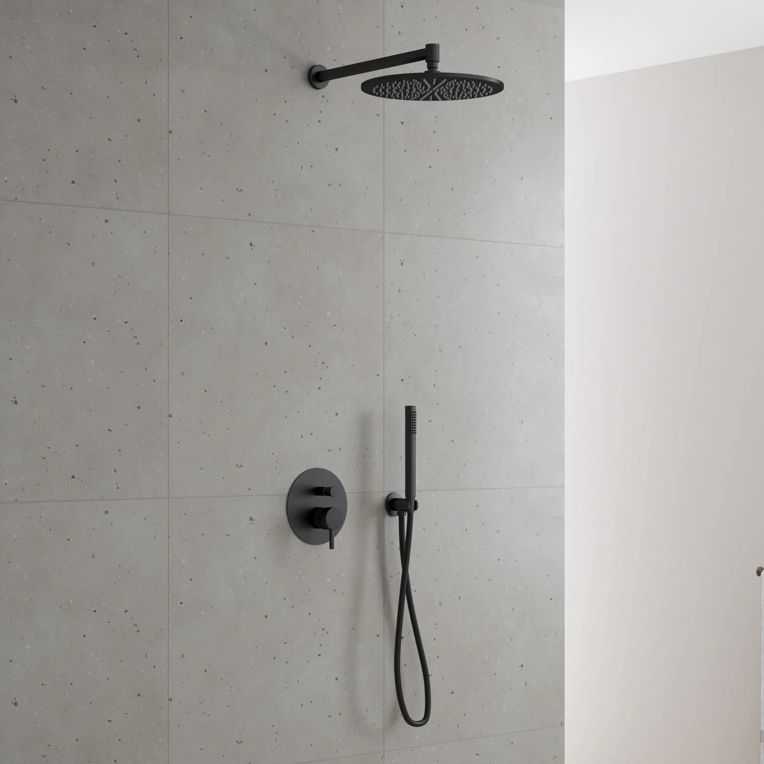 Kronenbach Lima 2.0 Black Duschsystem Unterputz, Einhebelmischer mit Umsteller, rund