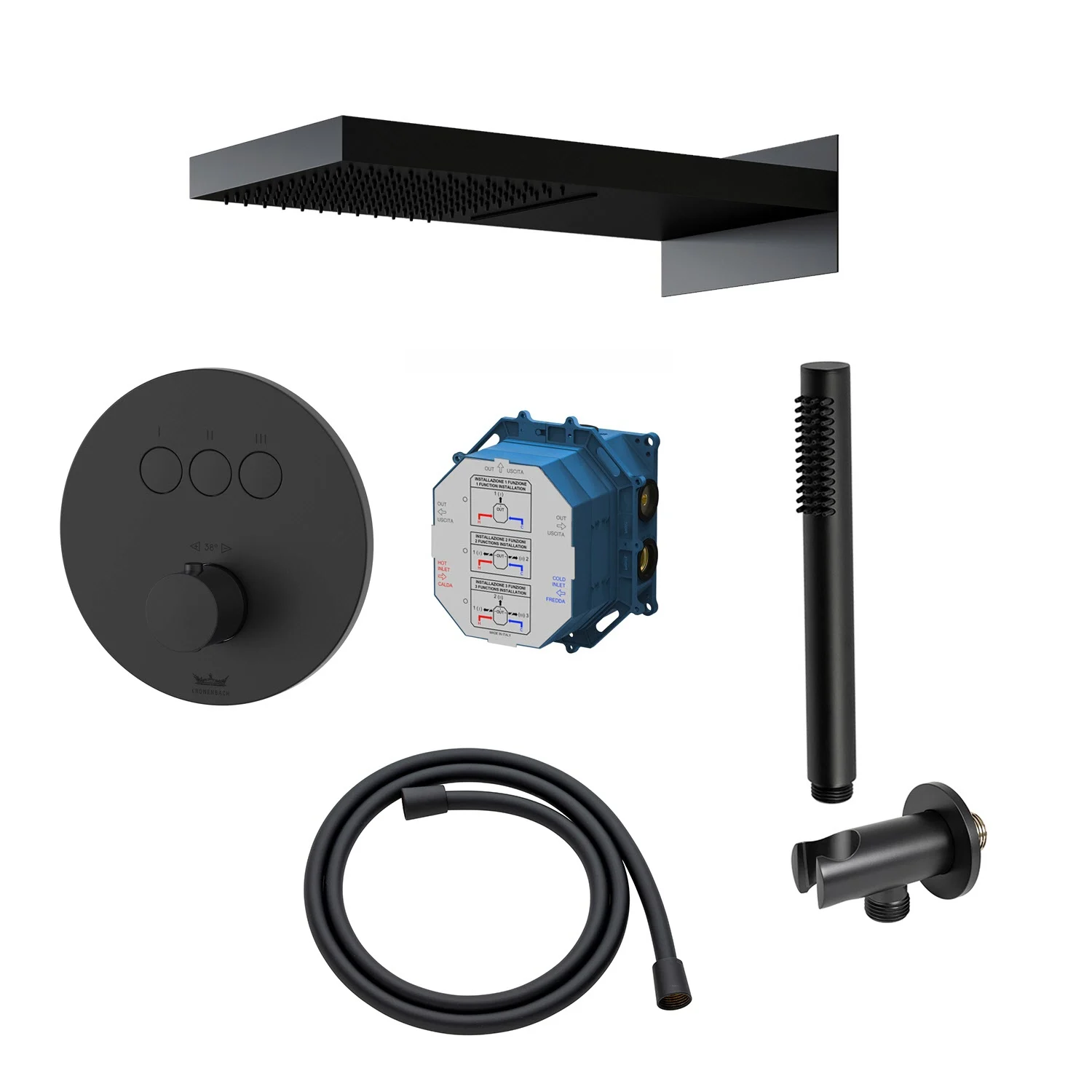 Kronenbach Smart Push Thermostat Duschsystem Unterputz für 3 Verbraucher, rund Bild 2