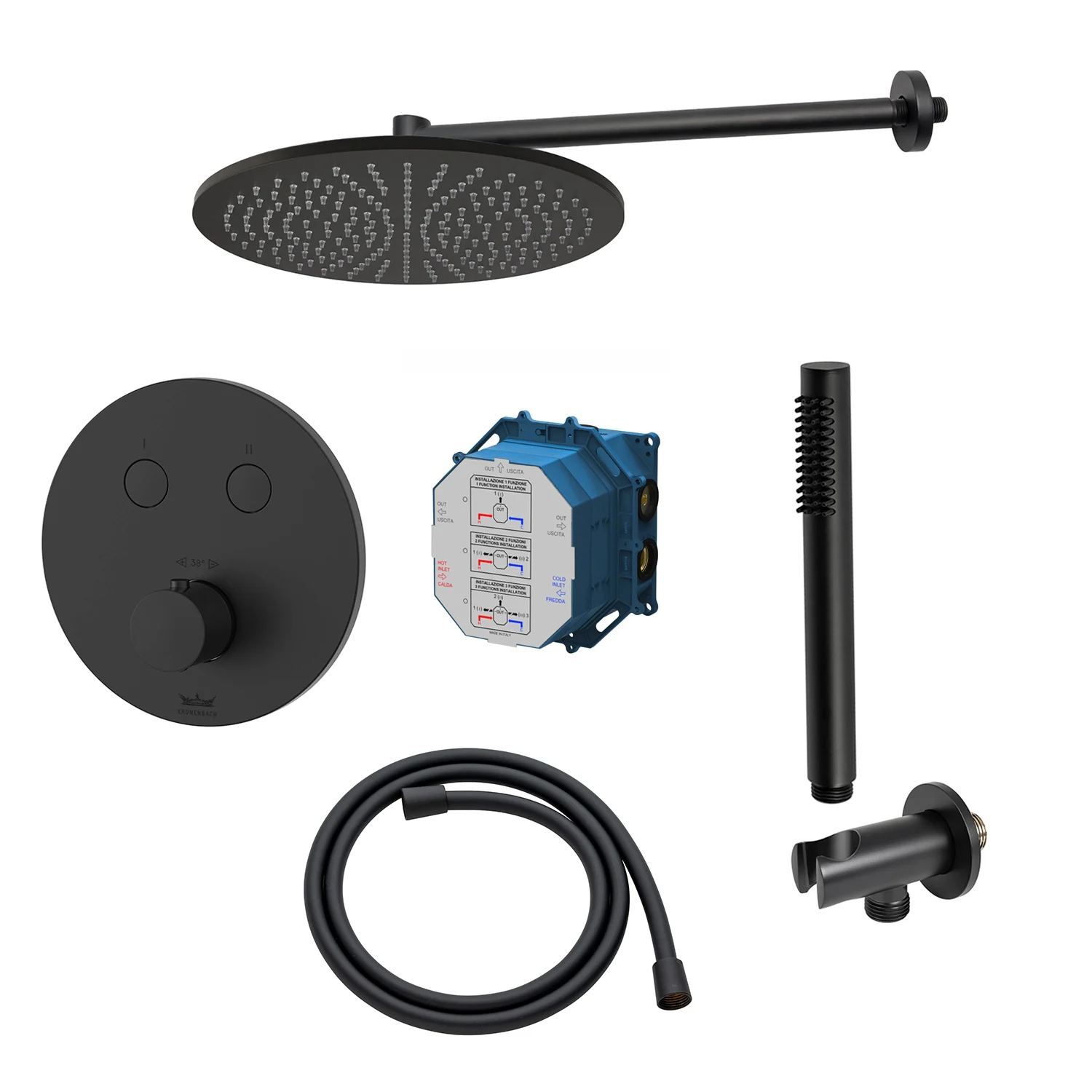 Kronenbach Smart Push Thermostat Duschsystem Unterputz für 2 Verbraucher, rund Bild 2