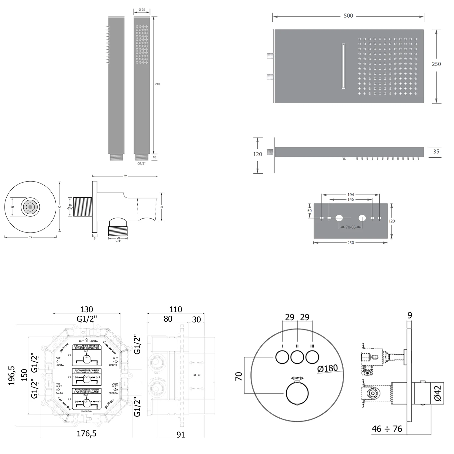 Kronenbach Smart Push Thermostat Duschsystem Unterputz für 3 Verbraucher, rund Bild 6