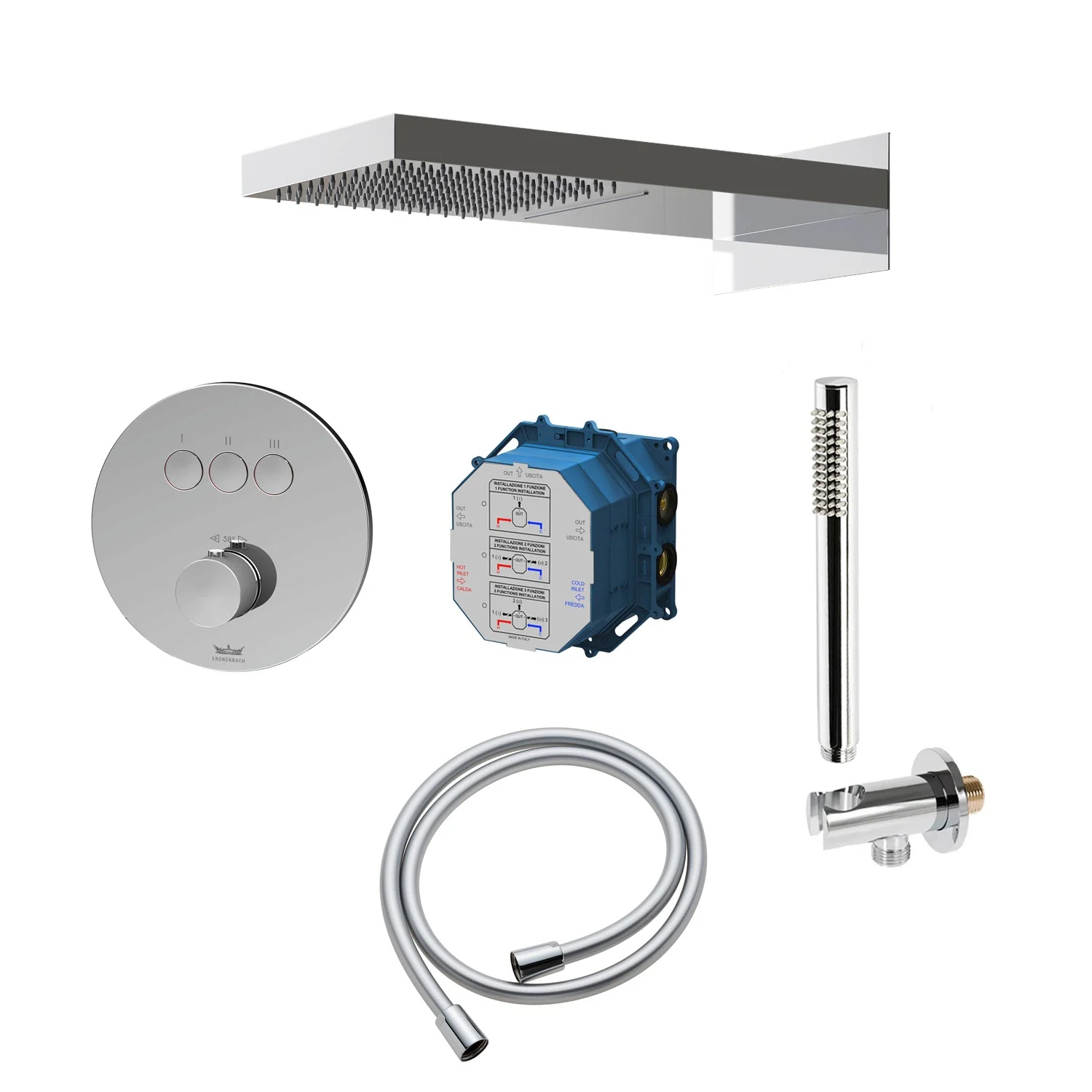 Kronenbach Smart Push Thermostat Duschsystem Unterputz für 3 Verbraucher, rund Bild 2