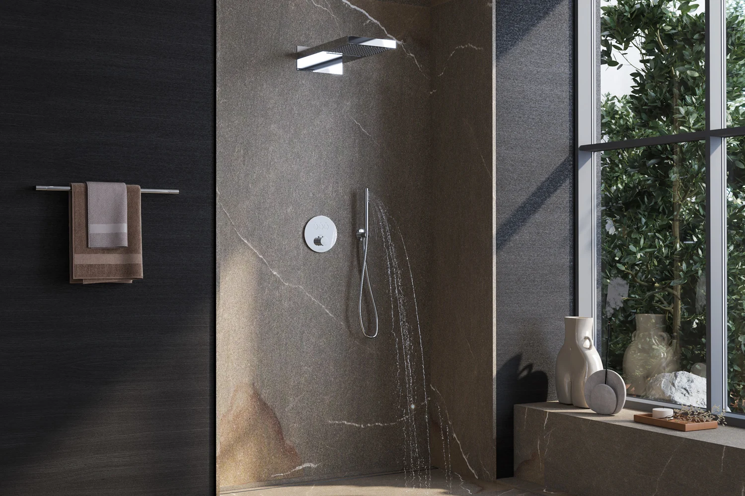 Kronenbach Smart Push Thermostat Duschsystem Unterputz für 3 Verbraucher, rund Bild 5