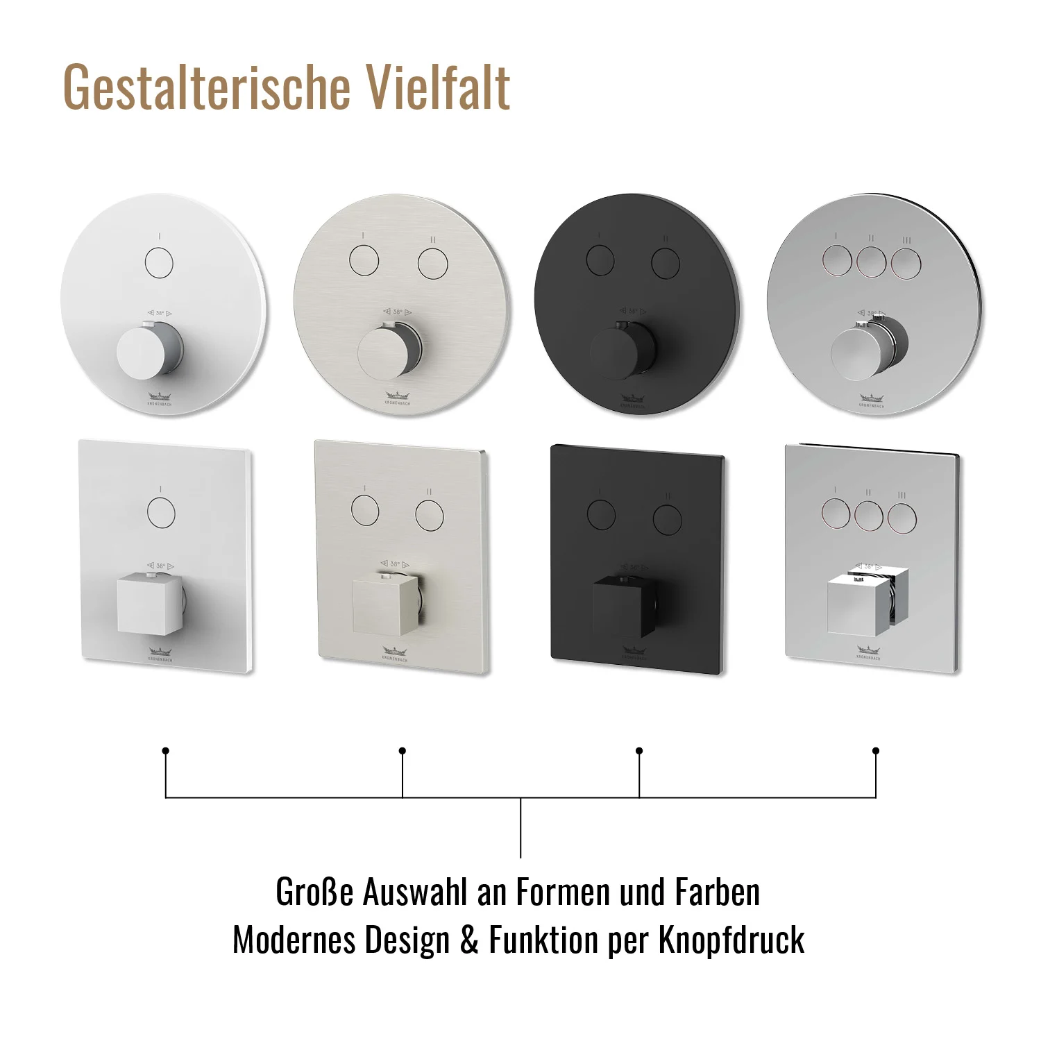 Kronenbach Smart Push Thermostat Duschsystem Unterputz für 2 Verbraucher, eckig Bild 8