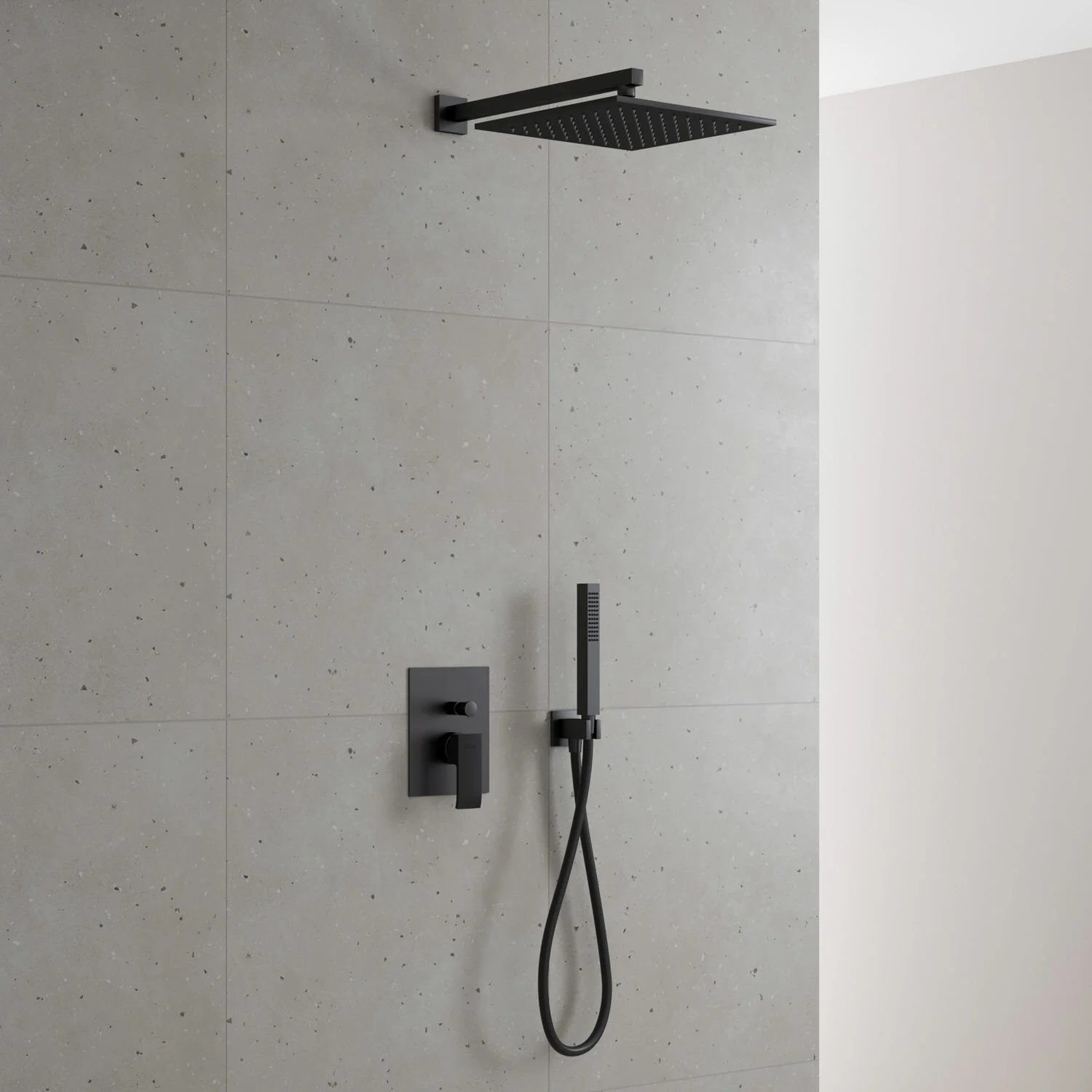 Kronenbach Quara 3.0 Black Duschsystem Unterputz, Einhebelmischer mit Umsteller, eckig