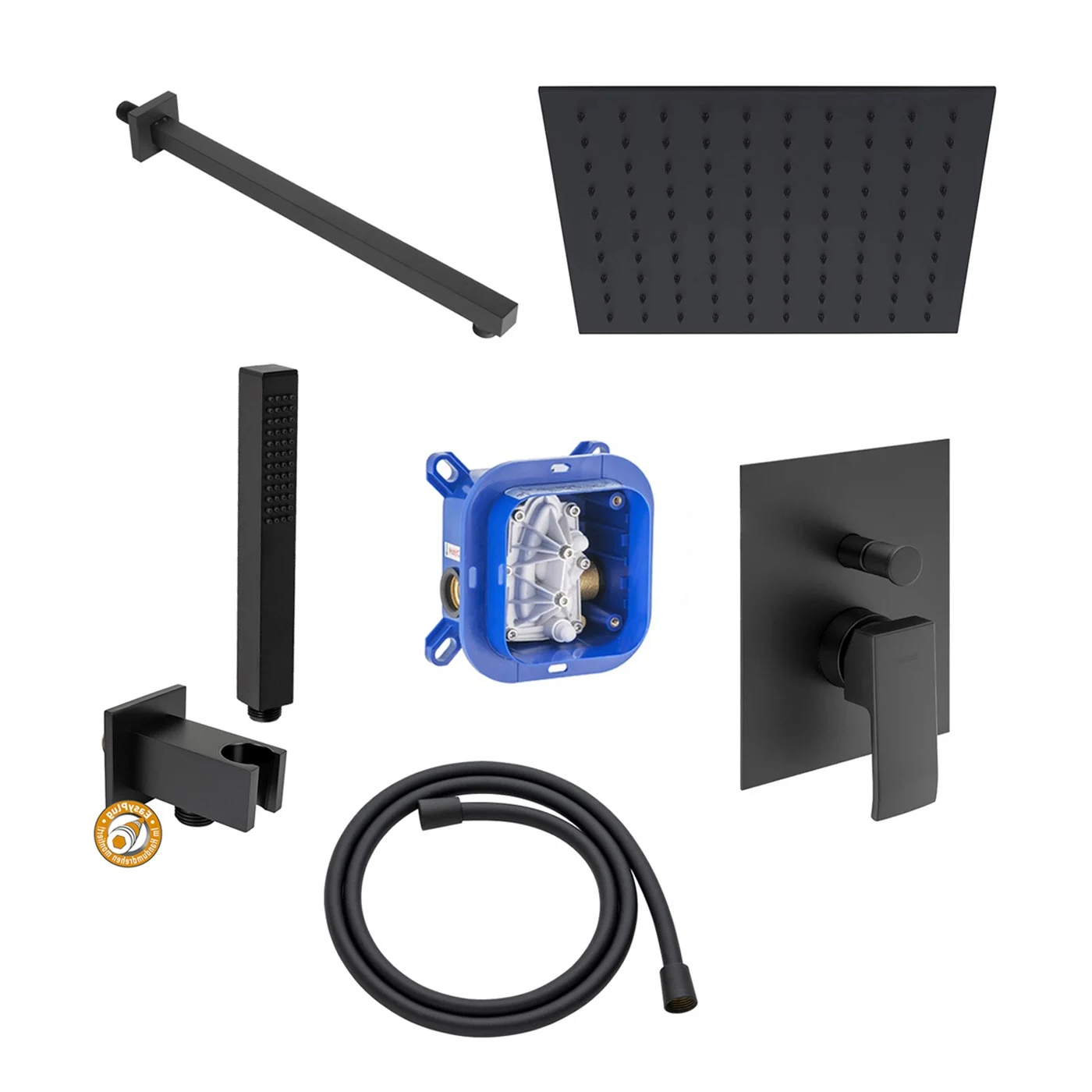 Kronenbach Quara 3.0 Black Duschsystem Unterputz, Einhebelmischer mit Umsteller, eckig Bild 2