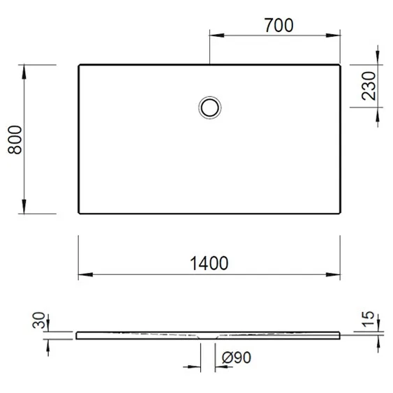 Kronenbach Cube Mineralguss-Duschwanne 140 x 80 cm Bild 5