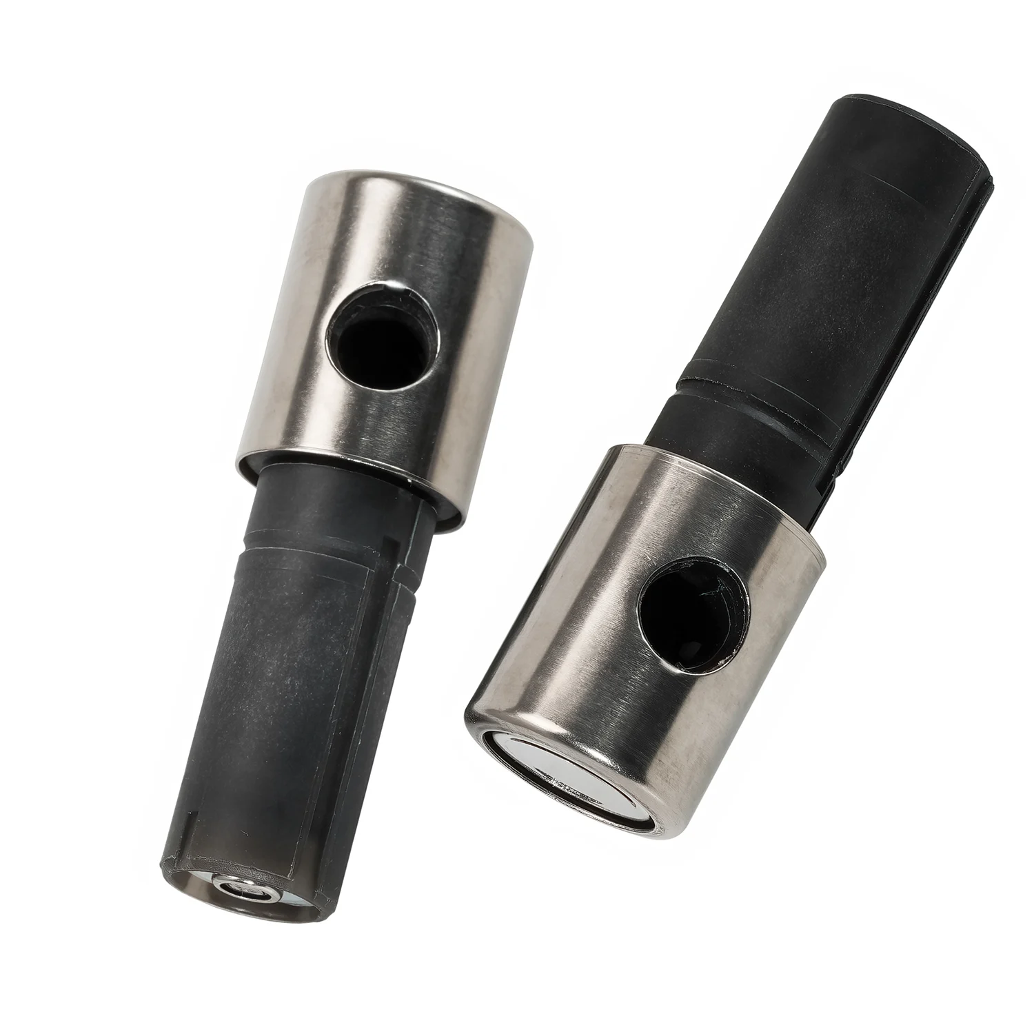 Dwa czarno-srebrne adaptery soft-close widok z przodu, Kronenbach