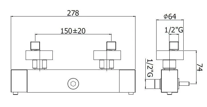 Rysunek techniczny termostatu prysznicowego, Kronenbach