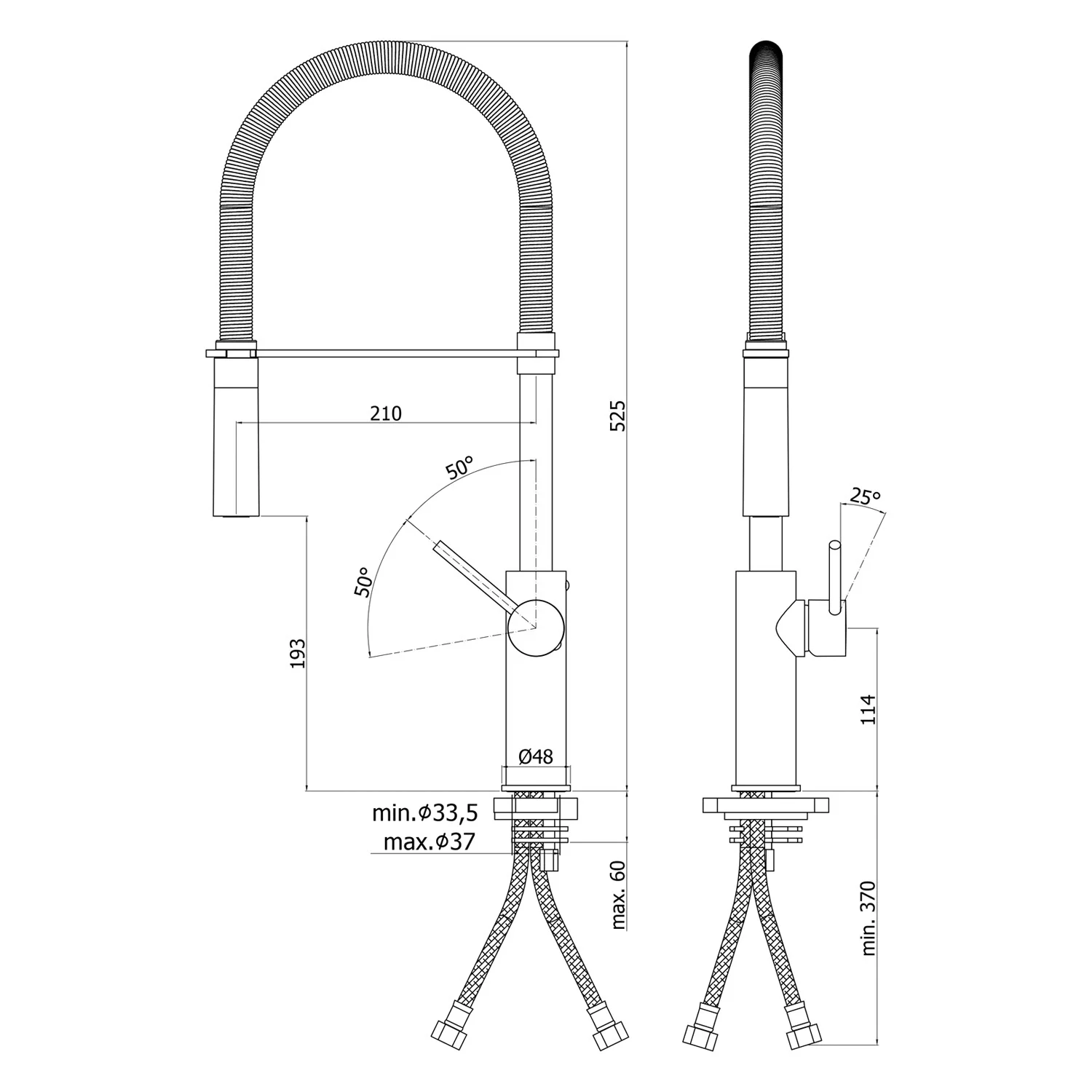 Kronenbach Lima Professional Einhebel Küchenarmatur mit schwenkbarem, flexiblen Auslauf, Handbrause mit 2 Strahlarten Bild 3