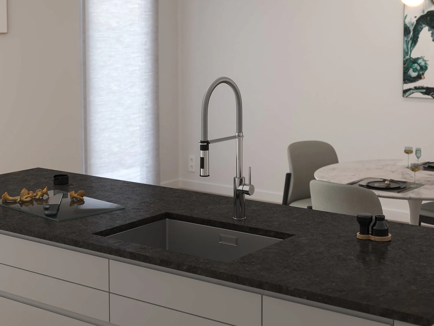 Kronenbach Lima Professional Einhebel Küchenarmatur mit schwenkbarem, flexiblen Auslauf, Handbrause mit 2 Strahlarten Bild 5