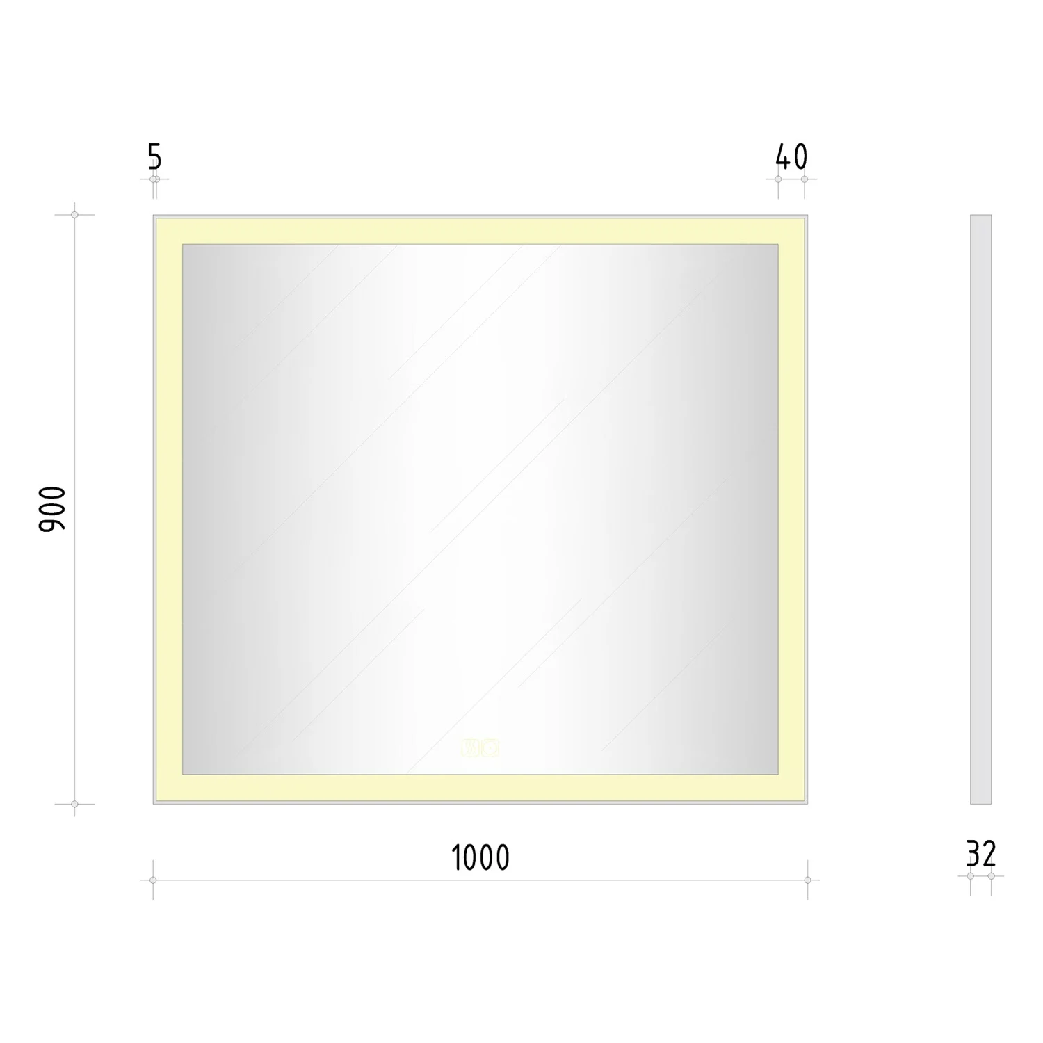 Kronenbach Day Badspiegel 100 x 90 cm mit LED-Beleuchtung und Dimmfunktion Bild 5