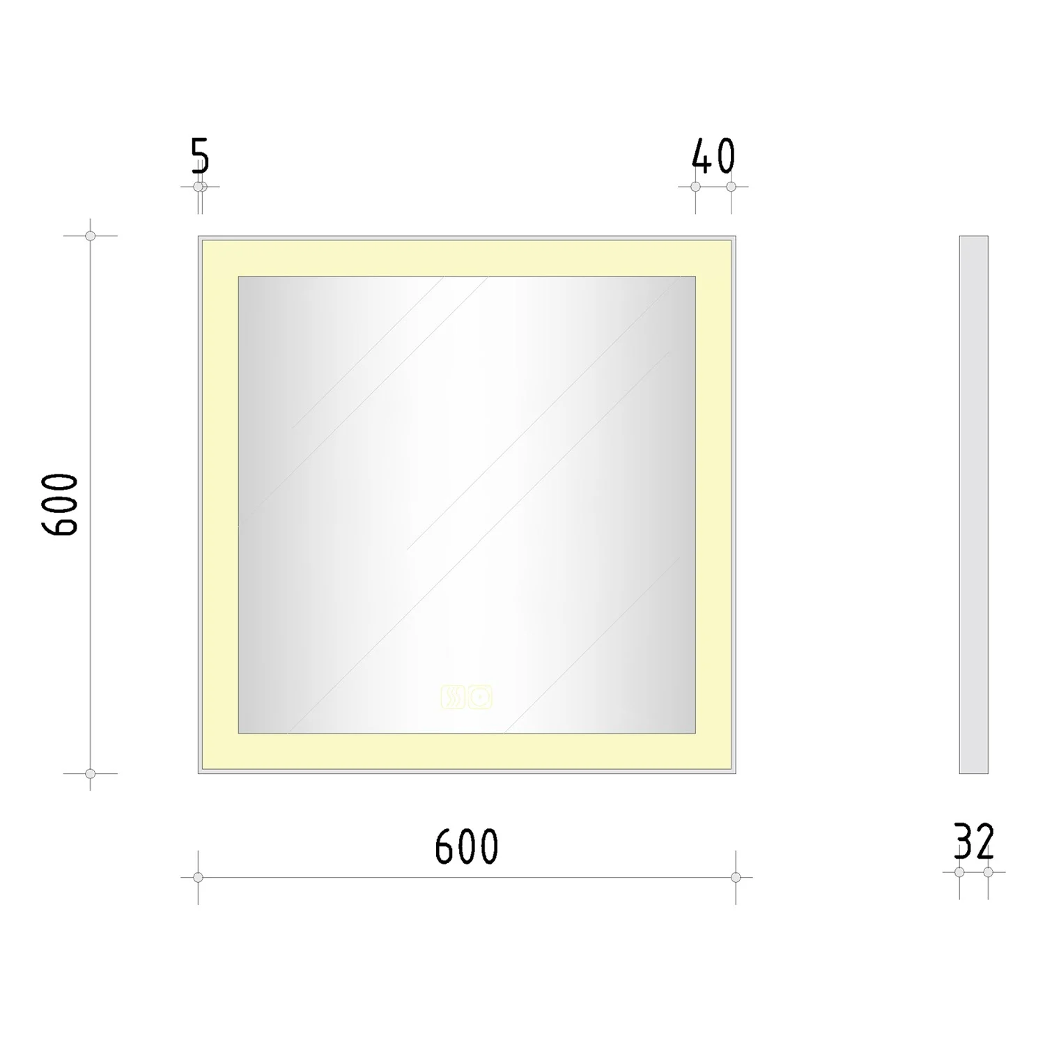 Kronenbach Day Badspiegel 60 x 60 cm mit LED-Beleuchtung und Dimmfunktion Bild 5