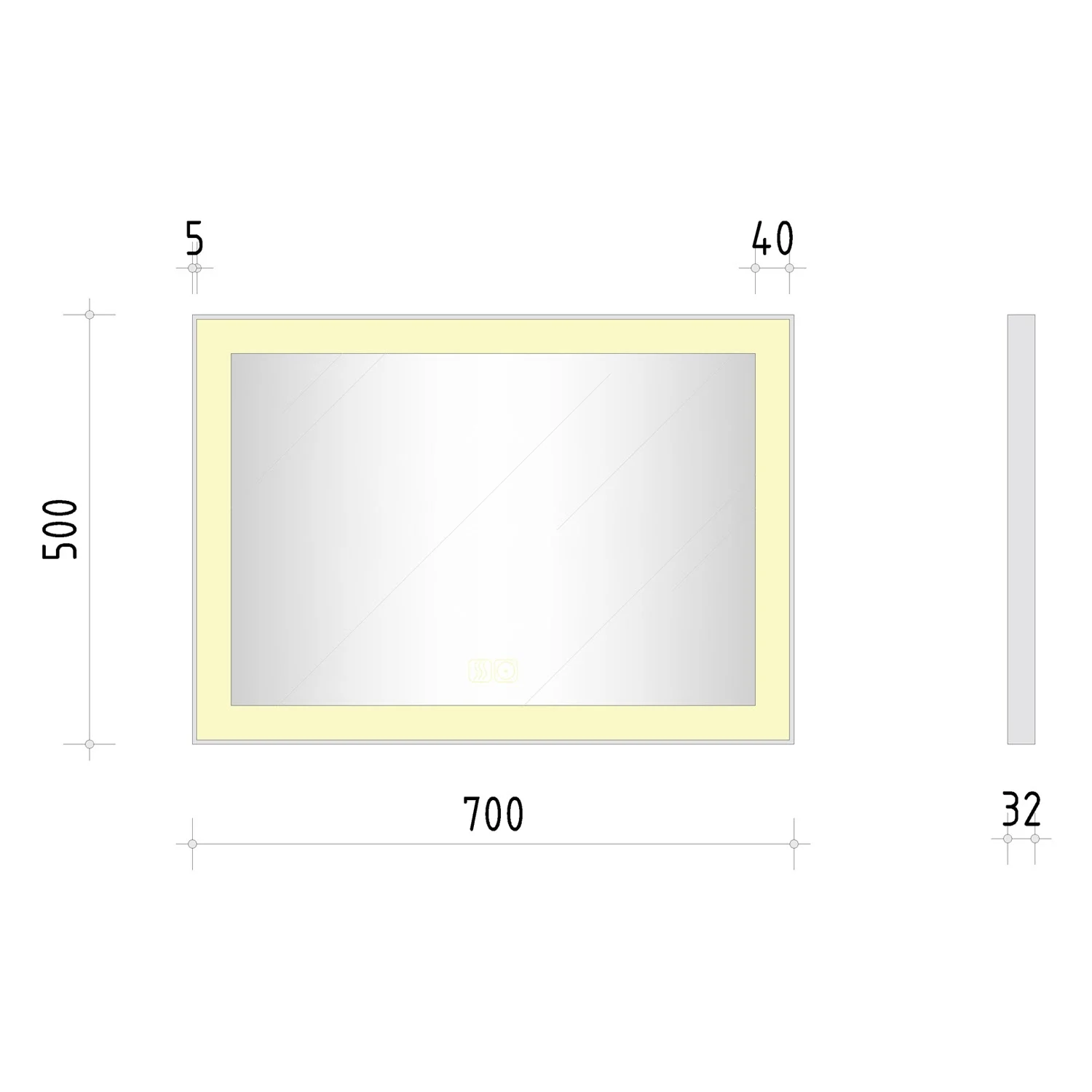 Kronenbach Day Badspiegel 70 x 50 cm mit dimmbarer LED-Beleuchtung und Antibeschlag Bild 5