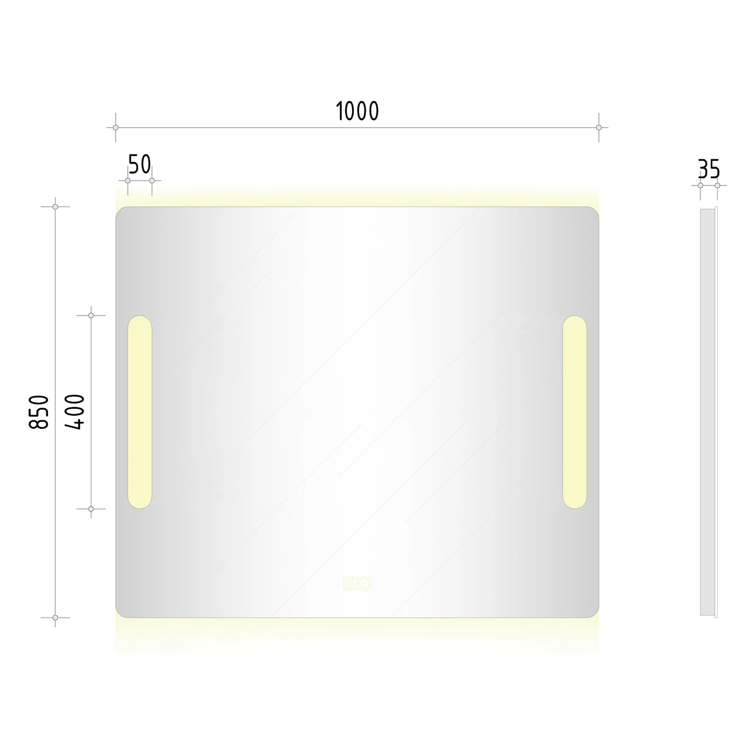 Kronenbach Dream Badspiegel 100 x 85 cm mit Spiegelheizung und LED-Treiber Bild 5