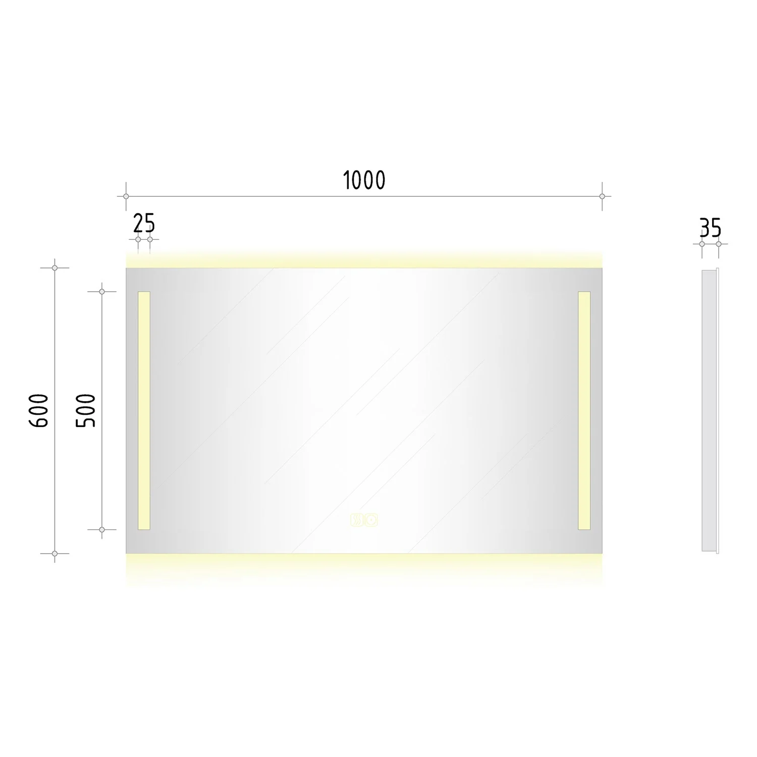 Kronenbach Sun Badspiegel 100 x 60 cm mit LED Seiten- und Hintergrundbeleuchtung Bild 5