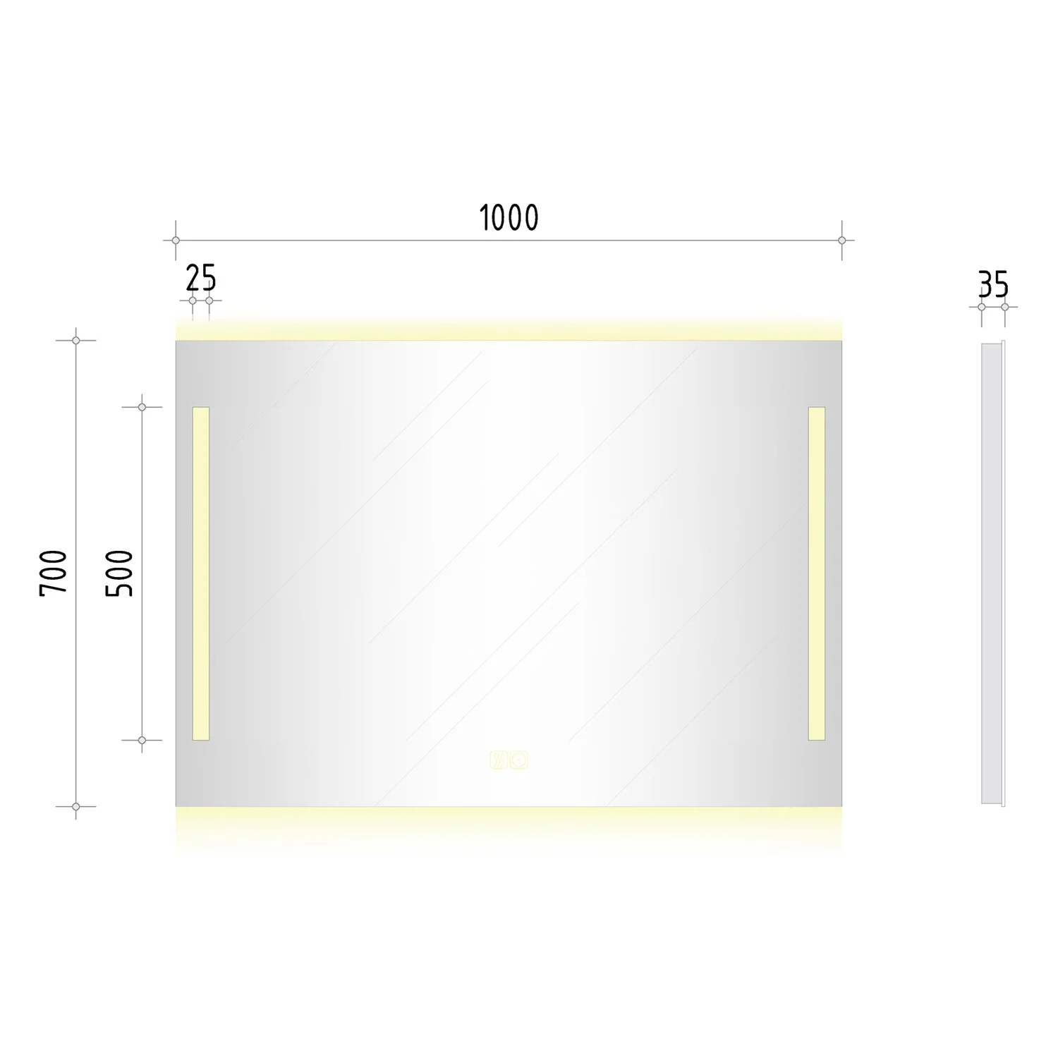 Kronenbach Sun Badspiegel 100 x 70 cm mit LED Seiten- und Hintergrundbeleuchtung Bild 5