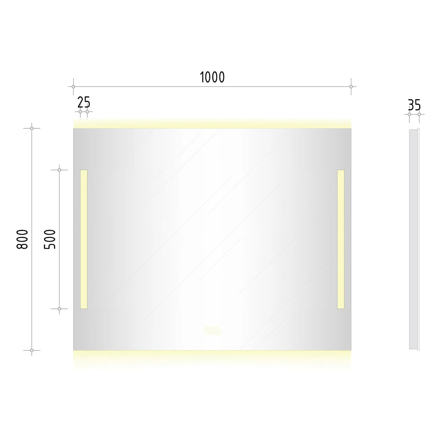 Kronenbach Sun Badspiegel 100 x 80 cm mit LED Seiten- und Hintergrundbeleuchtung Bild 5