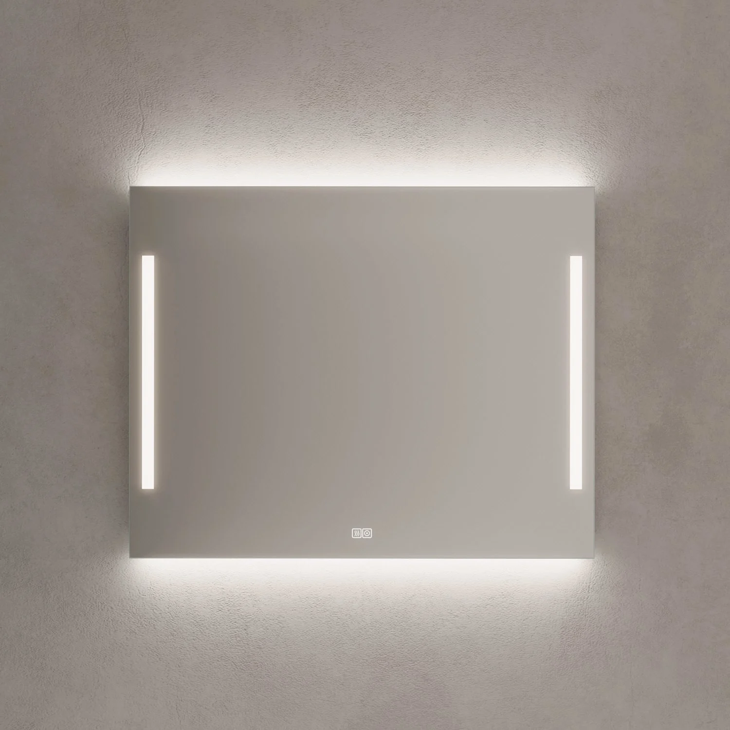 Kronenbach Sun Badspiegel 100 x 80 cm mit LED Seiten- und Hintergrundbeleuchtung