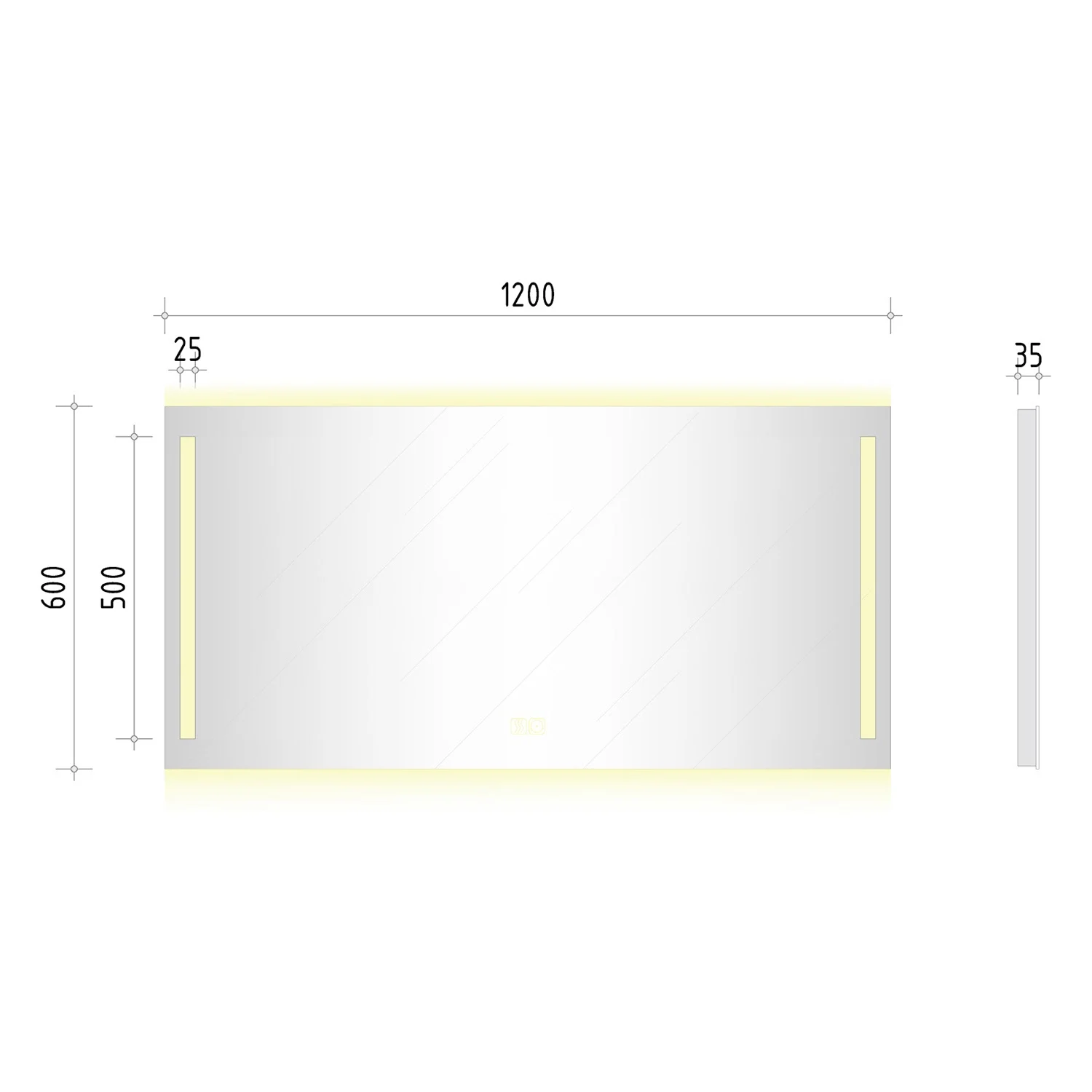 Kronenbach Sun Badspiegel 120 x 60 cm mit LED Seiten- und Hintergrundbeleuchtung für stilvolles Badezimmerambiente Bild 5