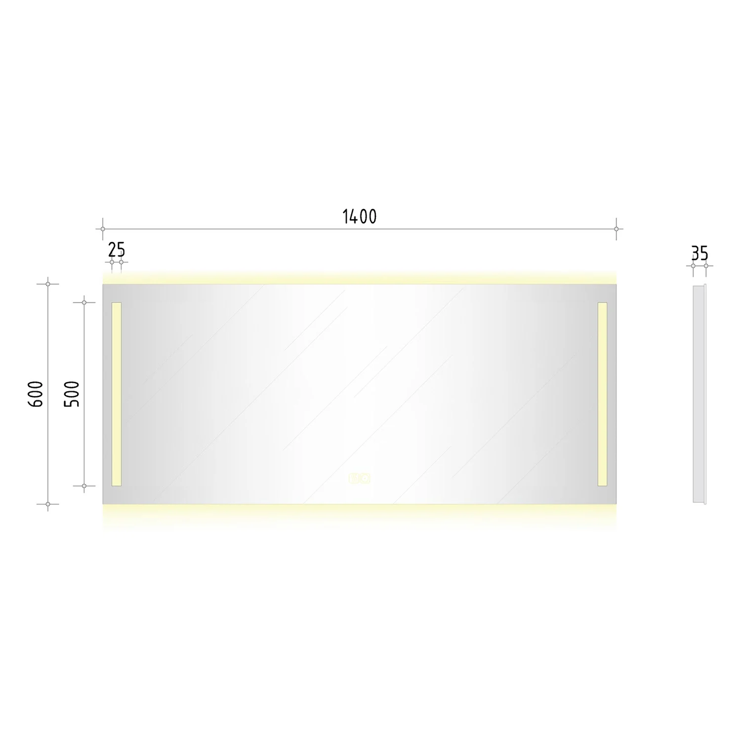 Kronenbach Sun Badspiegel 140 x 60 cm mit LED Seiten- und Hintergrundbeleuchtung Bild 5