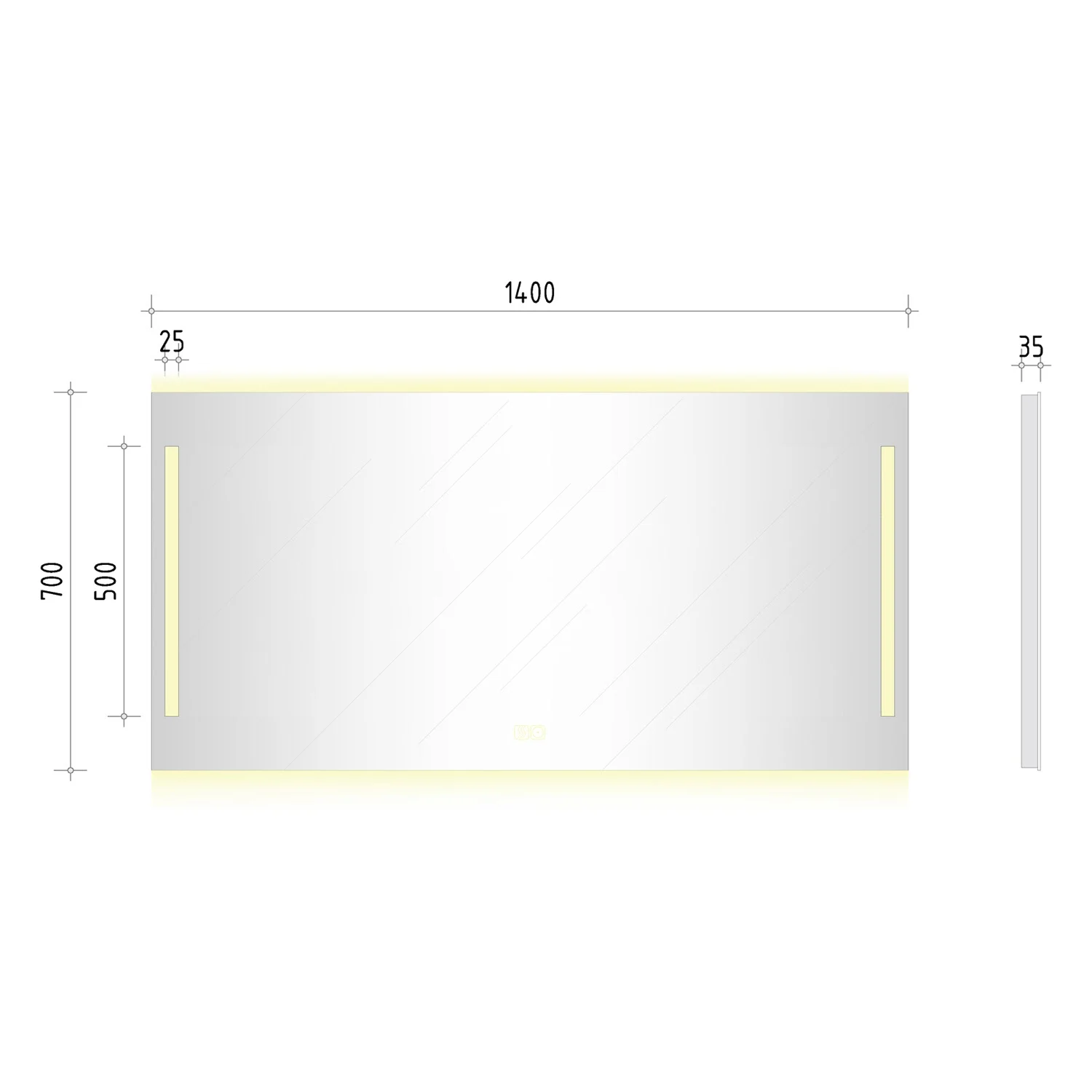 Kronenbach Sun Badspiegel 140 x 70 cm mit LED Seiten- und Hintergrundbeleuchtung für stilvolles Badezimmer-Ambiente Bild 5