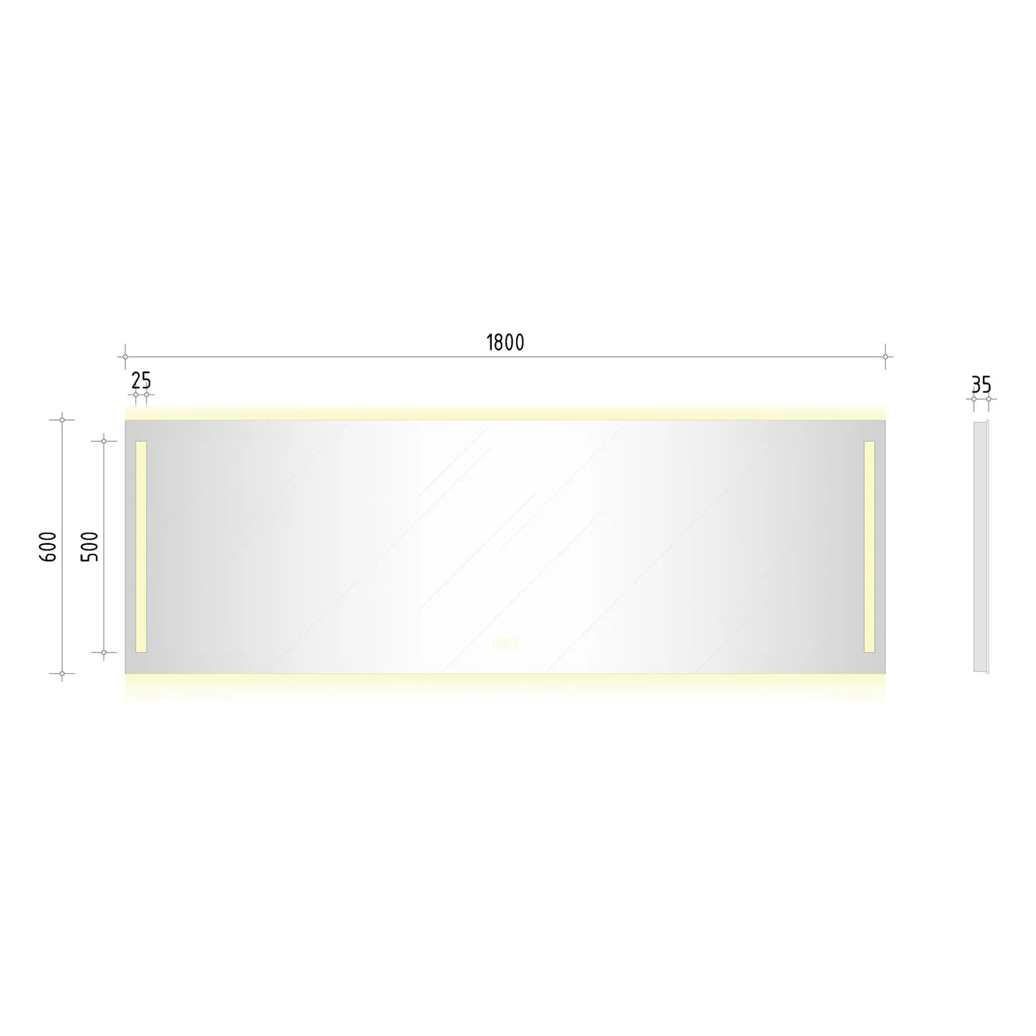 Kronenbach Sun Badspiegel 180 x 60 cm mit LED Seiten- und Hintergrundbeleuchtung Bild 5