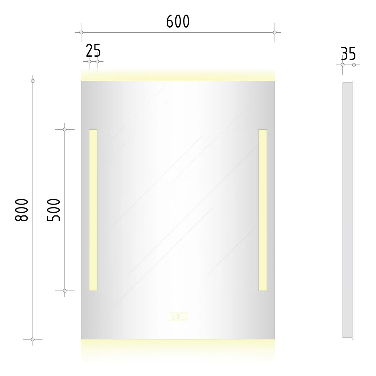 Kronenbach Sun Badspiegel 60 x 80 cm mit LED Seiten- und Hintergrundbeleuchtung Bild 5