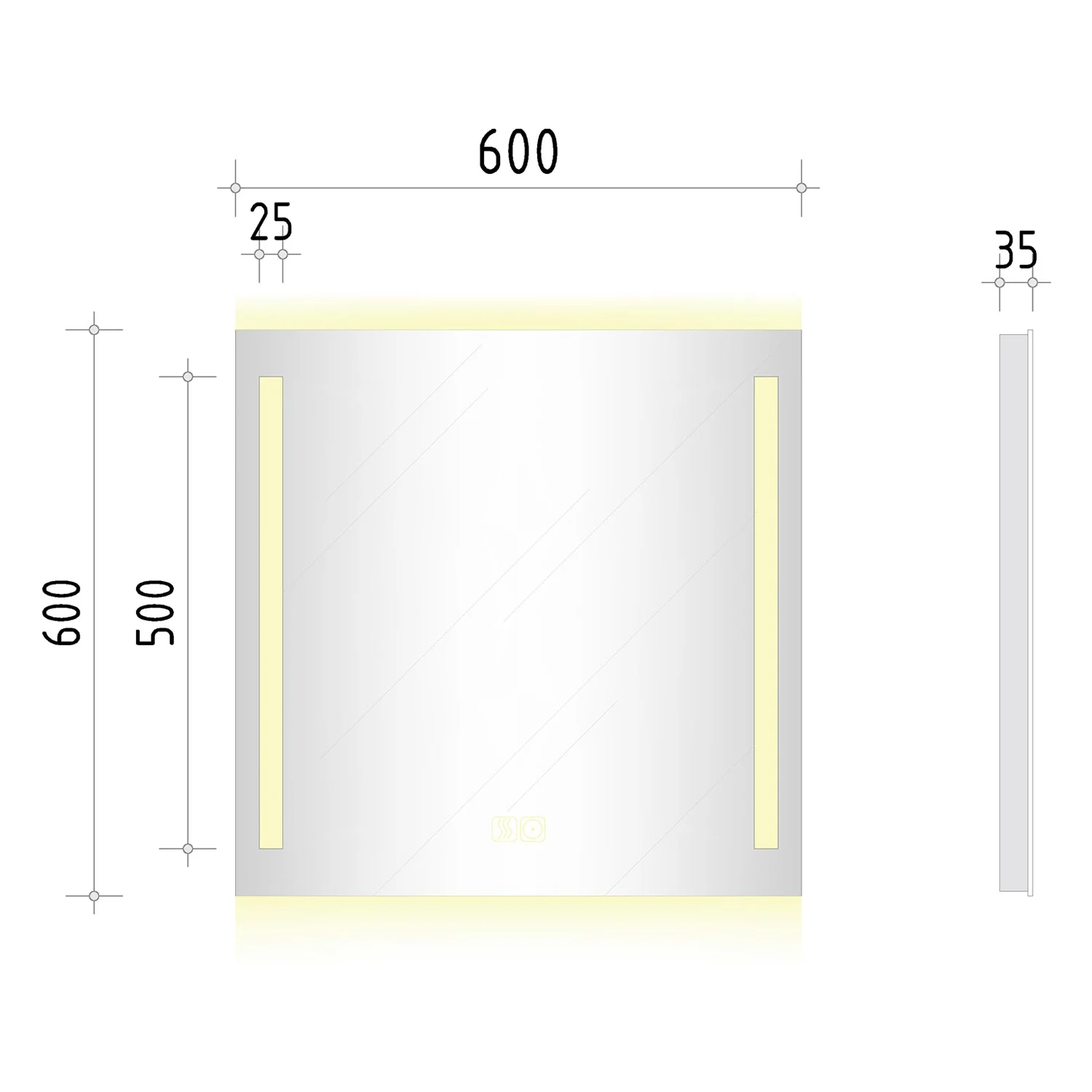 Kronenbach Sun Badspiegel 60 x 60 cm mit LED Seiten- und Hintergrundbeleuchtung Bild 5