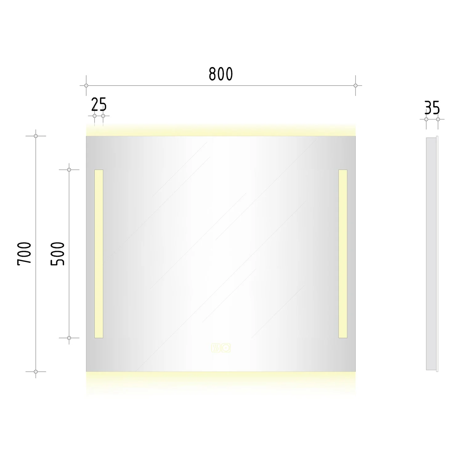 Kronenbach Sun Badspiegel 80 x 70 cm mit LED Seiten- und Hintergrundbeleuchtung fürs moderne Bad Bild 5