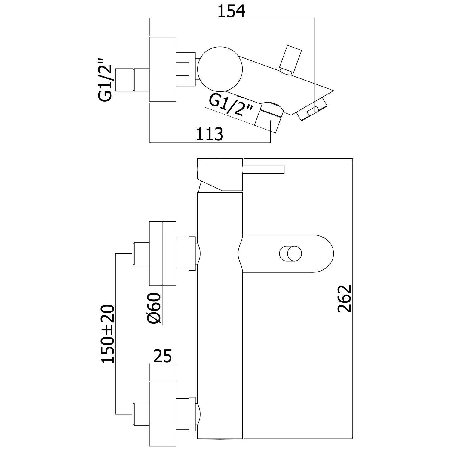 Kronenbach Lima 2.0 White Wannenfüllbatterie Aufputz Bild 3