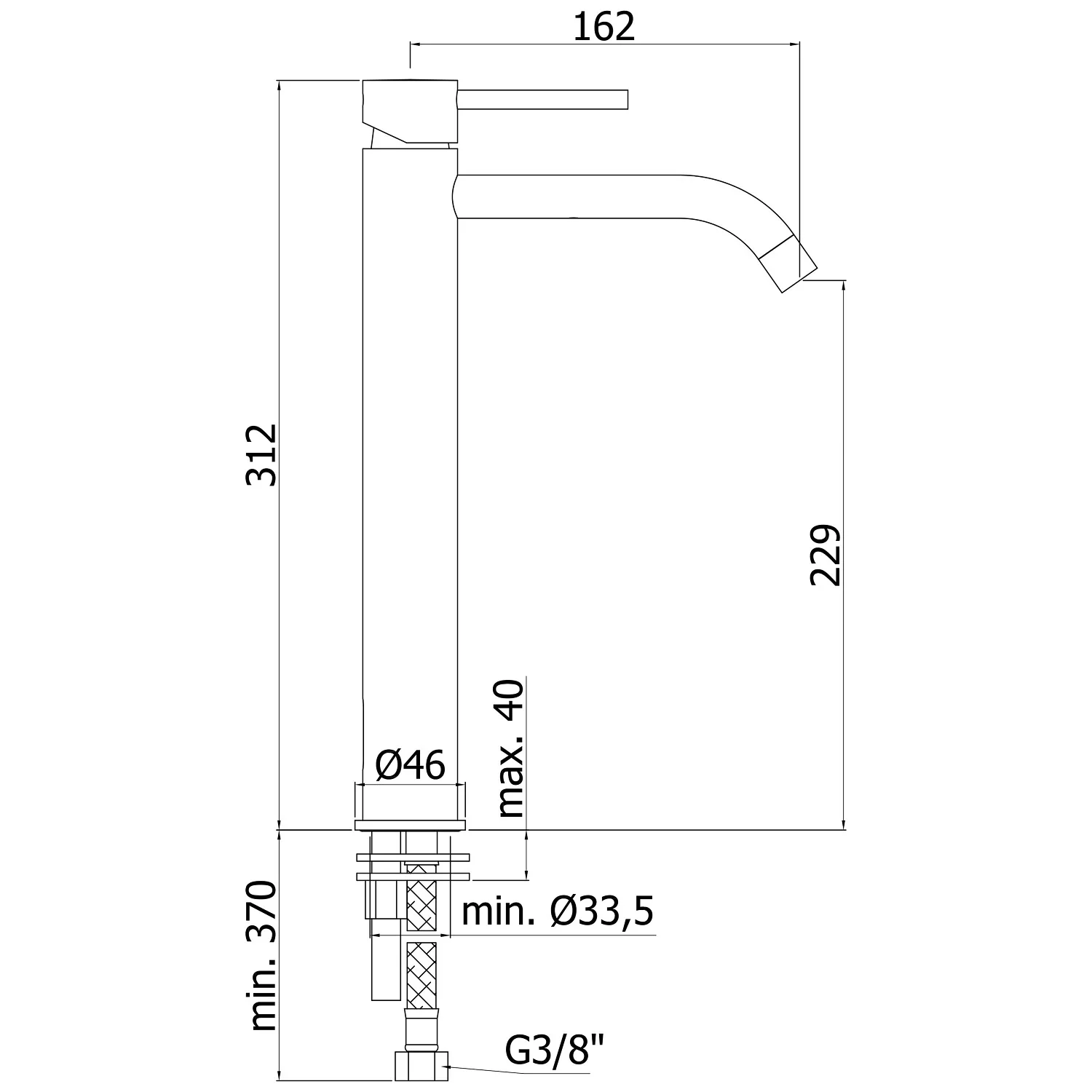 Kronenbach Lima 2.0 White Waschtischeinhebelmischer XXL für Schalenbecken Bild 4