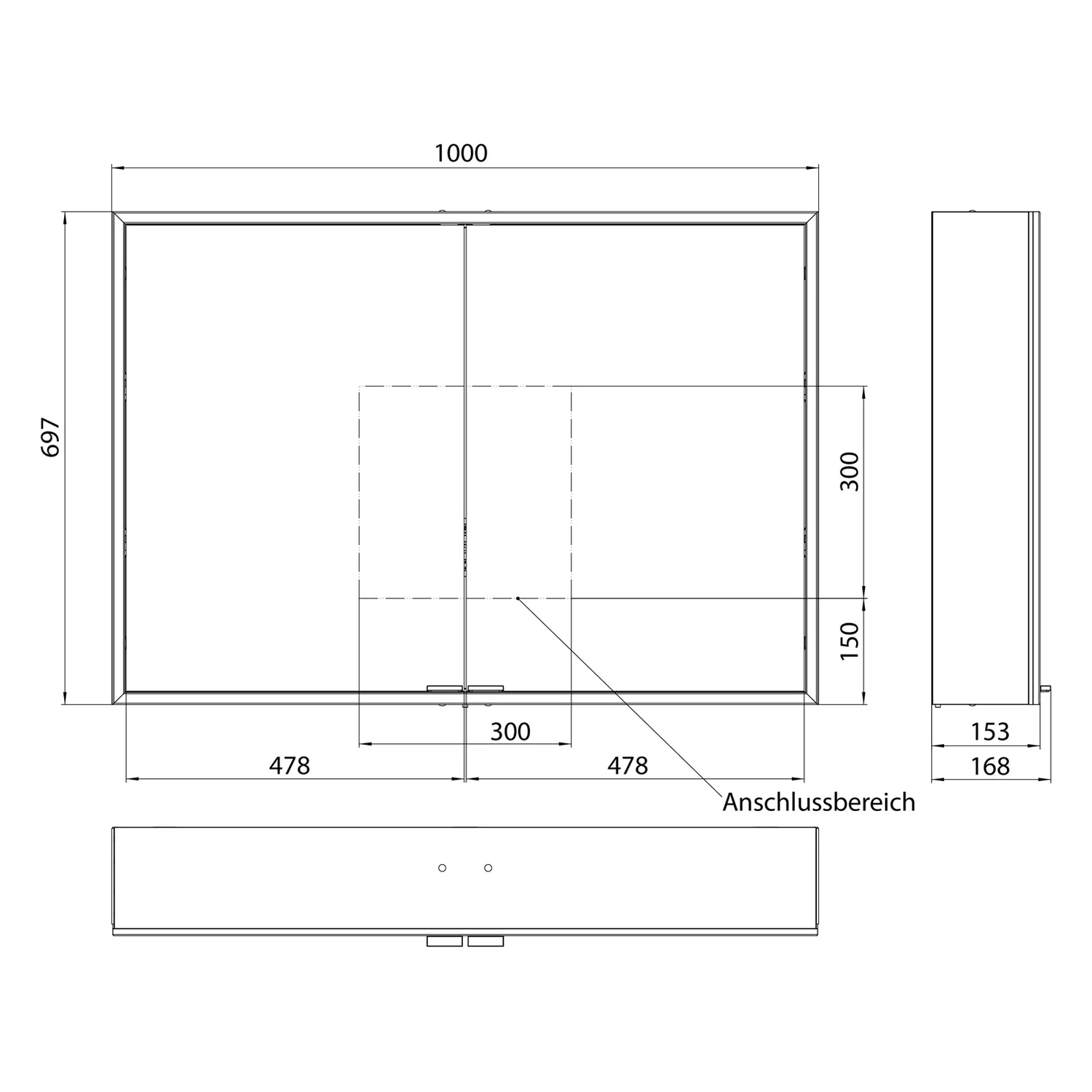 Kronenbach Cube 2.0 Spiegelschrank 100 cm, Aufputz, 2-türig Bild 5