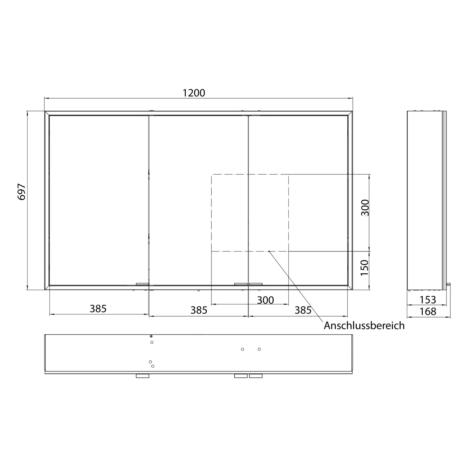 Kronenbach Cube 2.0 Spiegelschrank 120 cm, Aufputz, 3-türig Bild 4