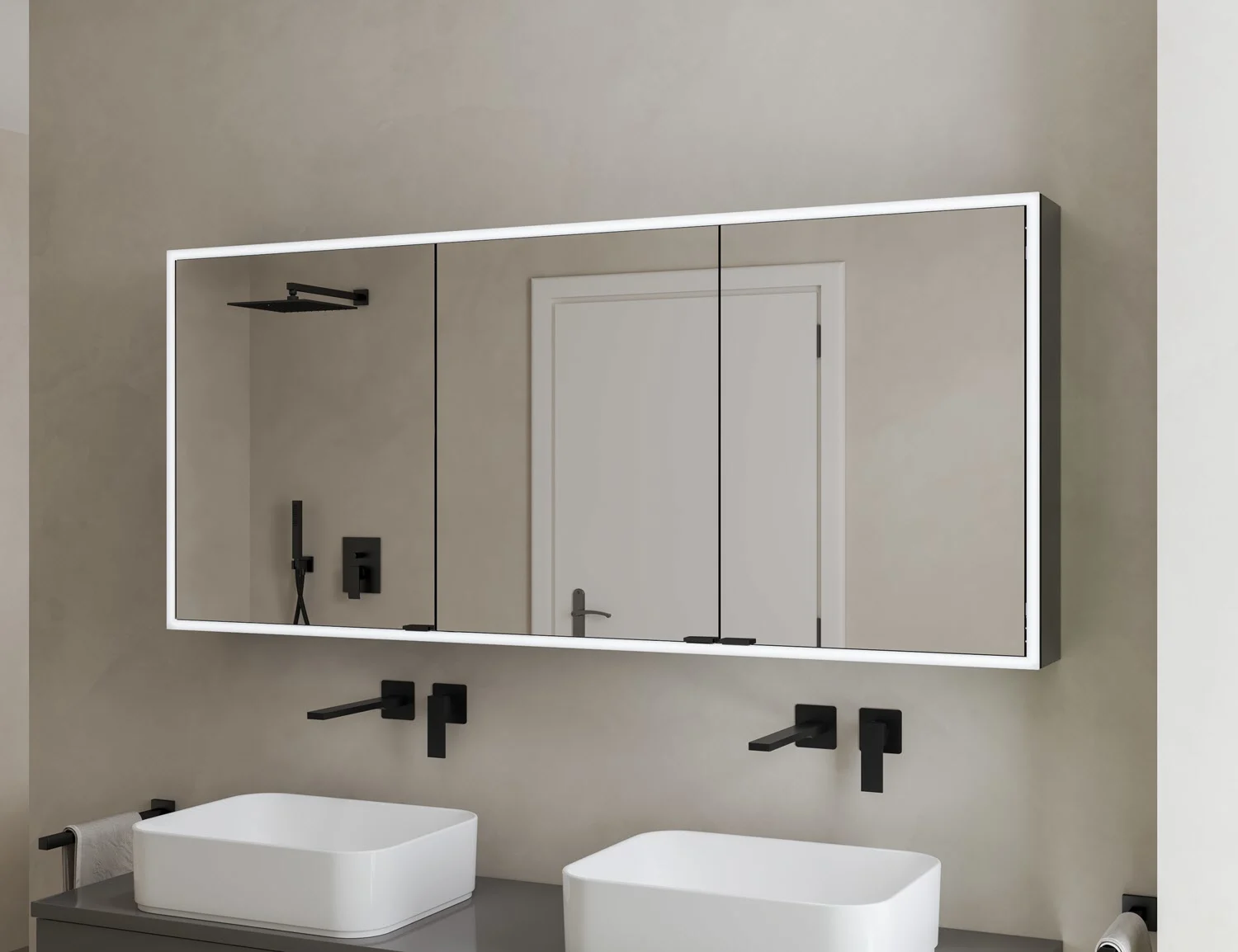 Kronenbach Cube 2.0 Spiegelschrank 120 cm, Aufputz, 3-türig Bild 5