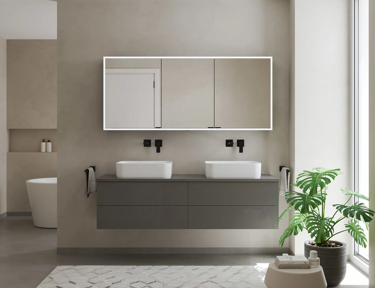 Kronenbach Cube 2.0 Spiegelschrank 120 cm, Aufputz, 3-türig Bild 7